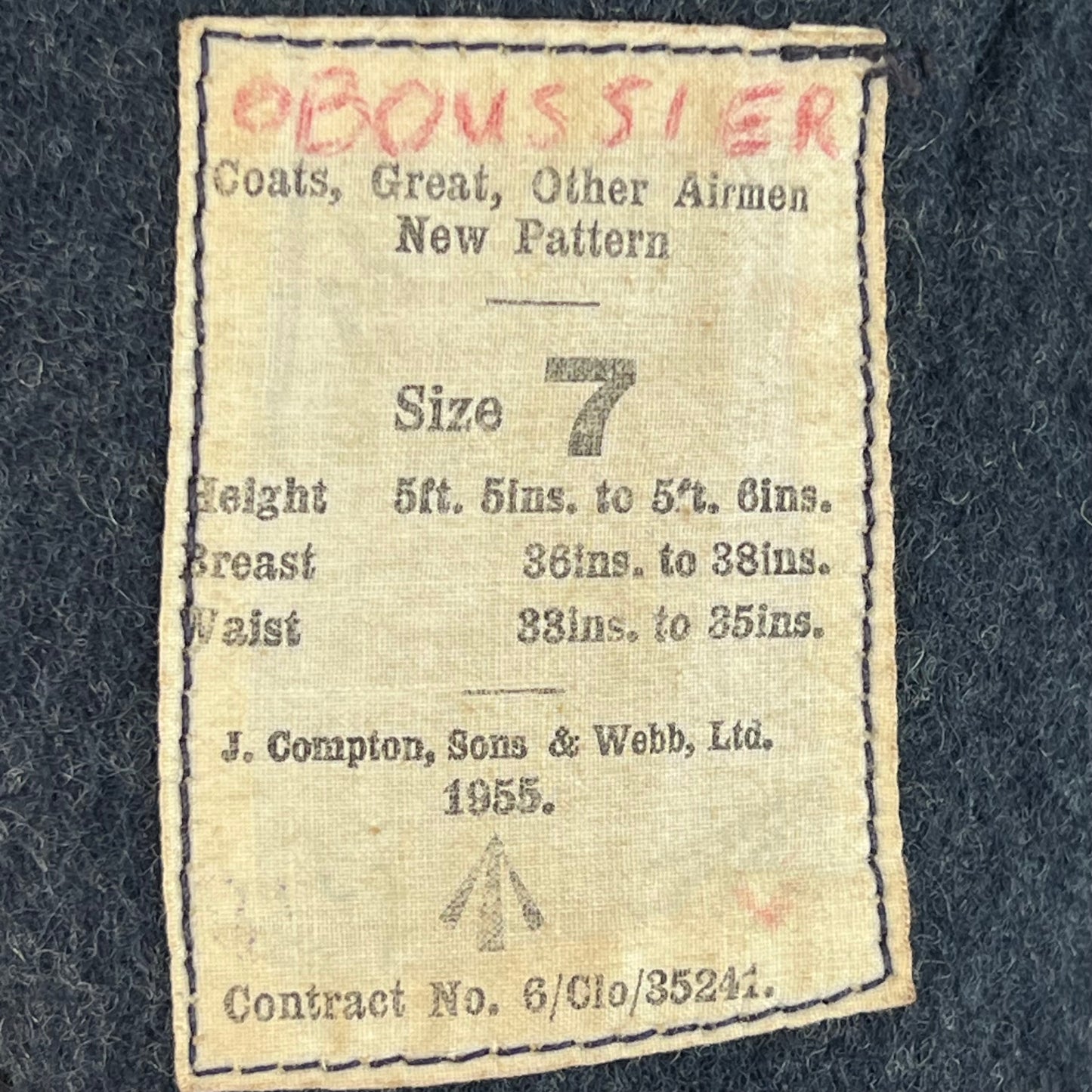 British RAF 50's New Pattern Wool Greatcoat - Medium SIZE 7