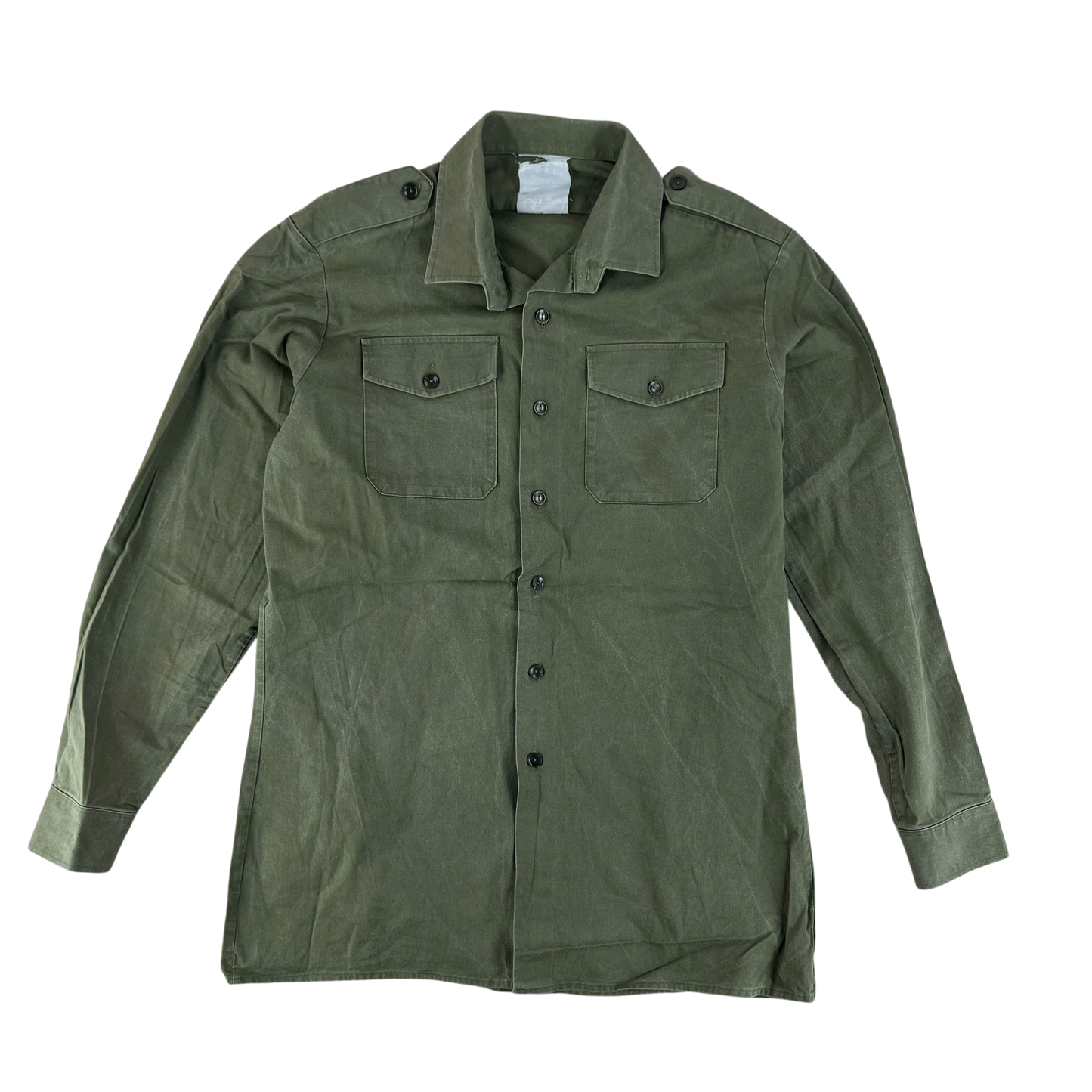 British Army Mens Olive Green Cotton Shirt Long Sleeve - Large C16.5