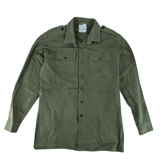 British Army Mens Olive Green Cotton Shirt Long Sleeve - Large C16.5