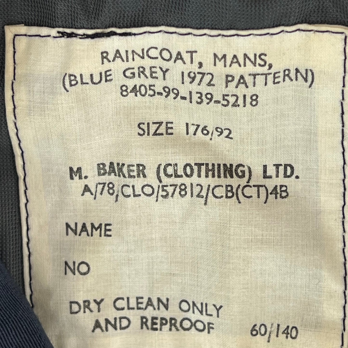 British RAF 72 Pattern Raincoat Trench Coat - Medium 176/92