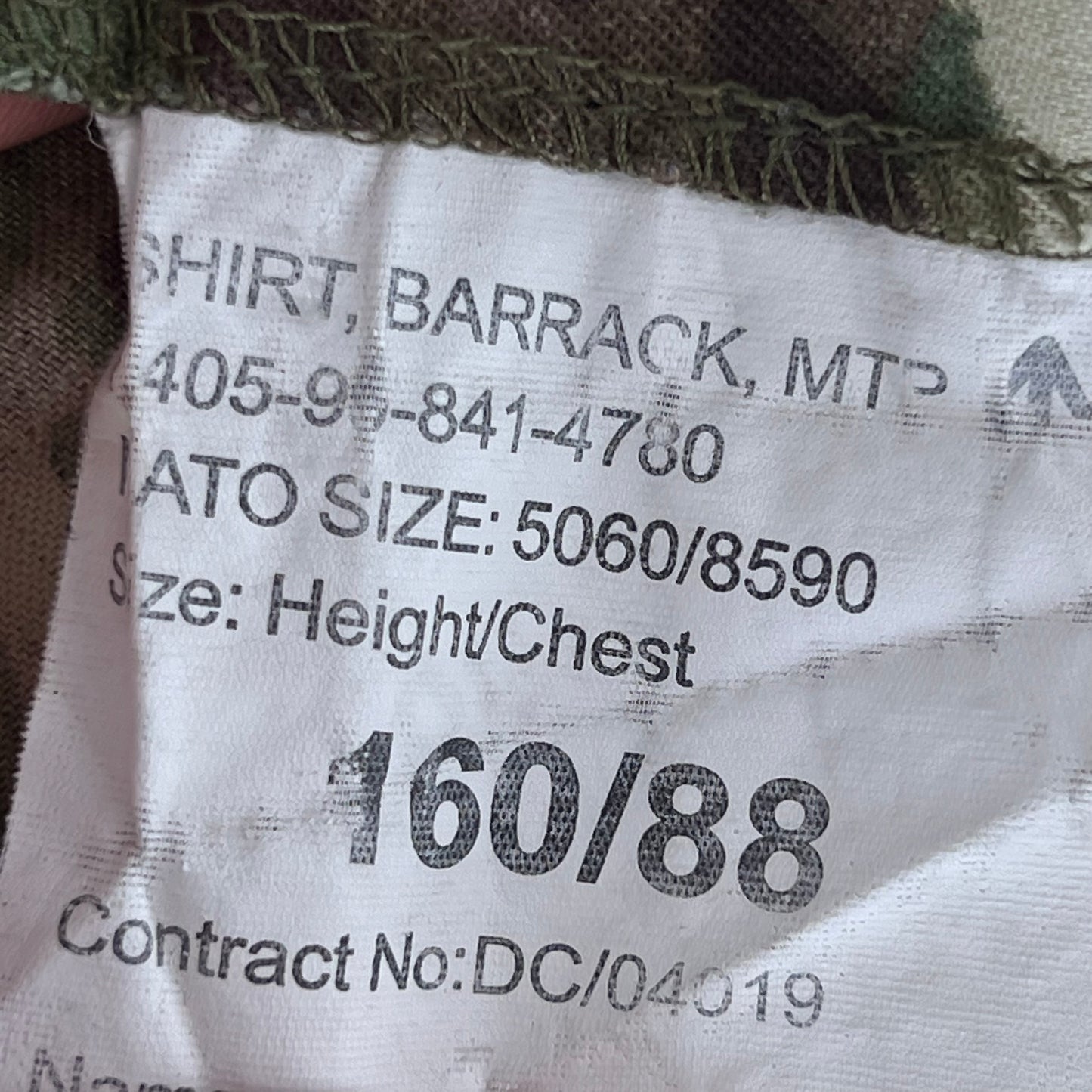 British Army MTP Camouflage Field Tailored Barracks Shirt / Vest - Small 160/88