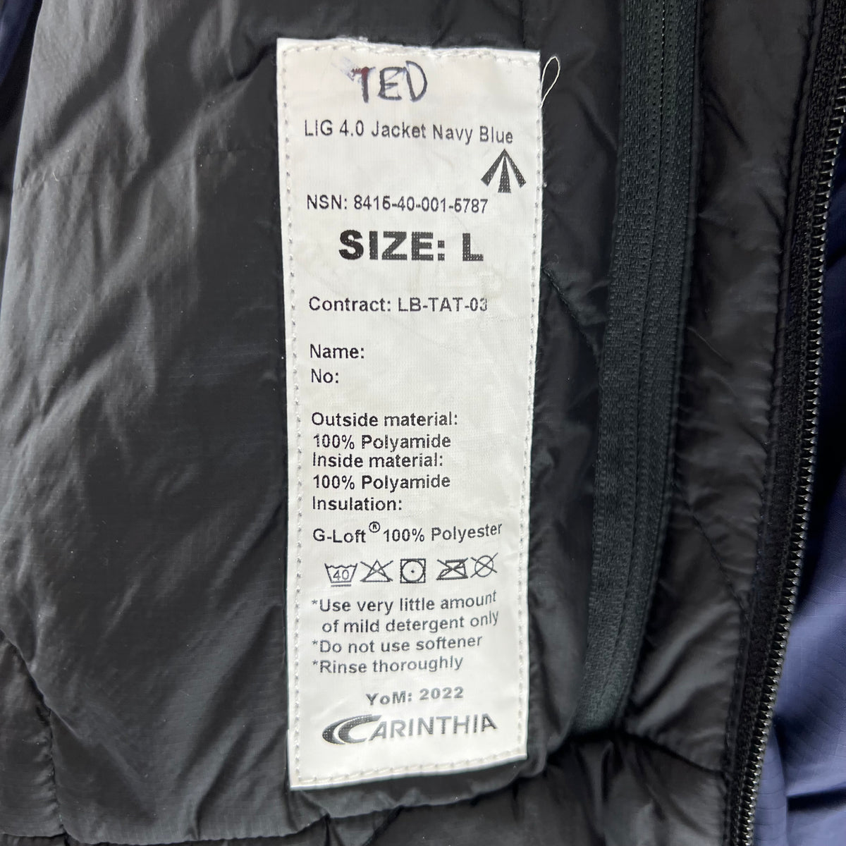 British Royal Navy Carinthia LIG 4.0 Thermal Jacket - Large