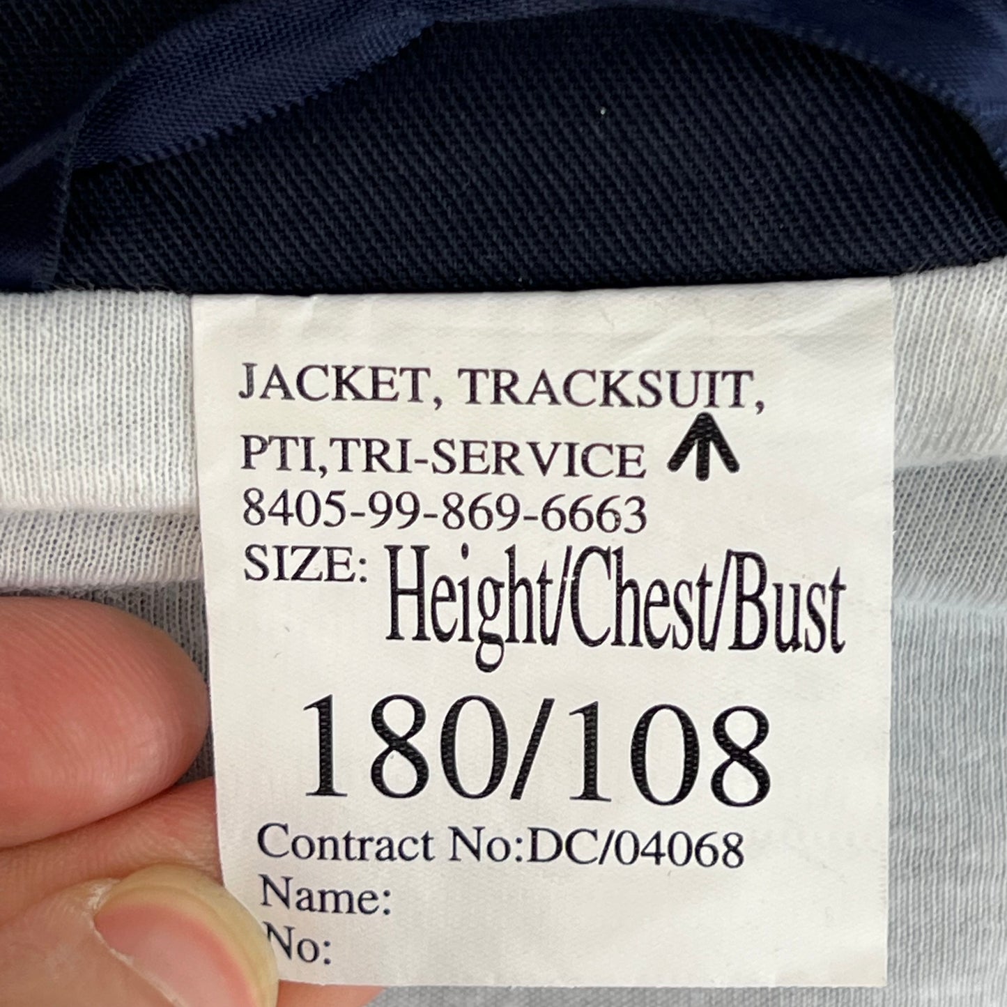 British Army / Tri-Services Navy Blue PTI Tracksuit Top Jacket - Large 180/108