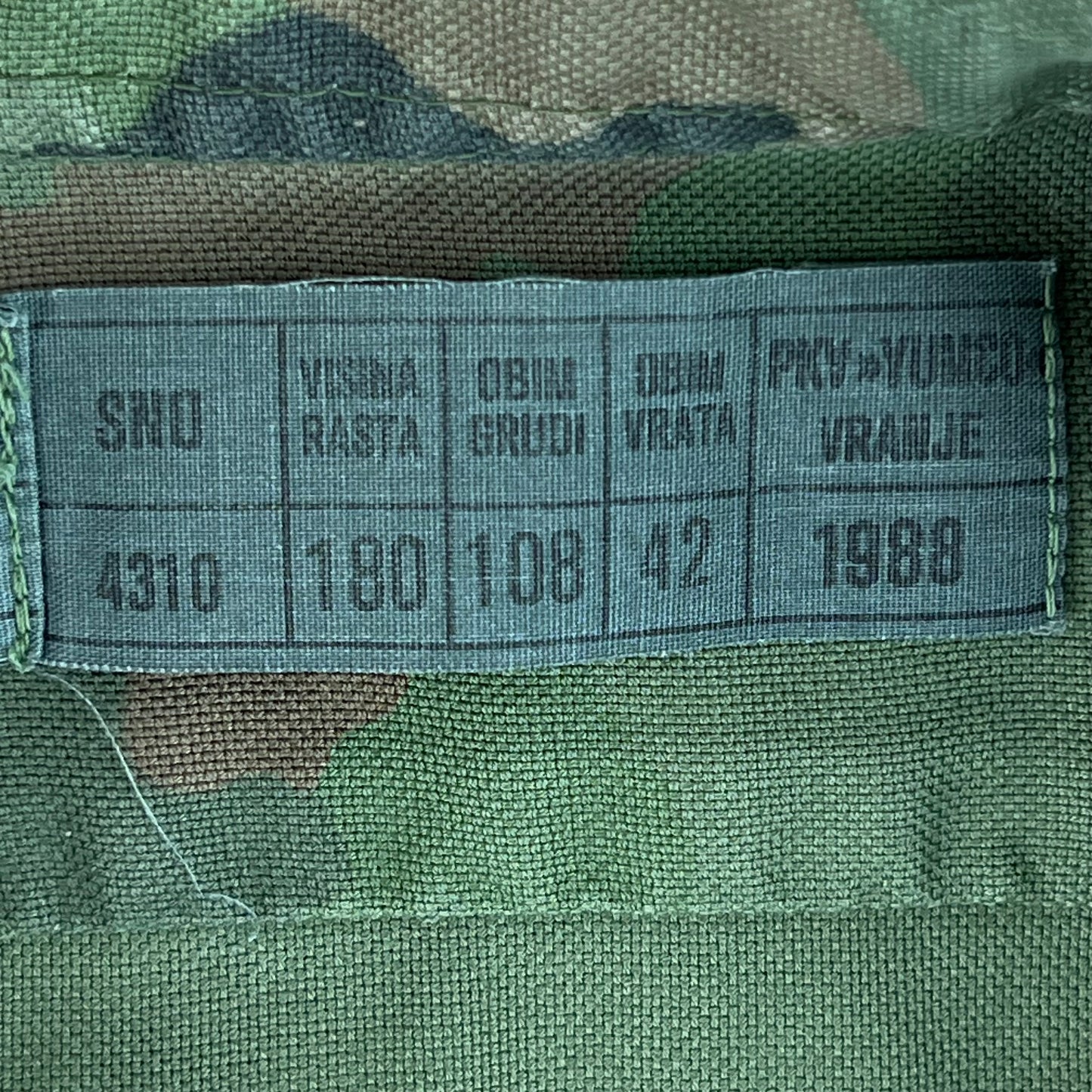 Yugoslav Army JNA M87 Oak Leaf Camouflage Shirt - Large