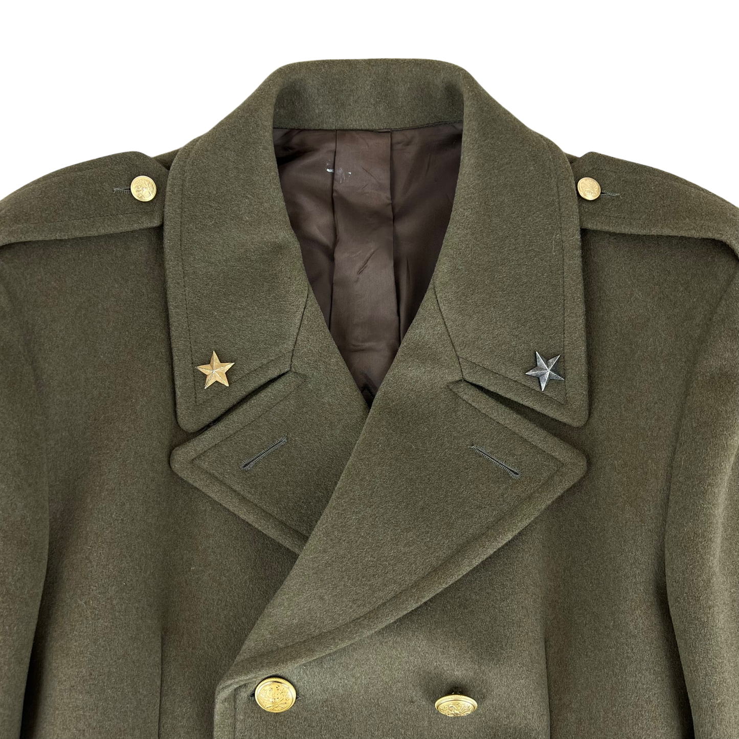 Italian Army 70's Officer's Khaki Tan Peacoat - Medium