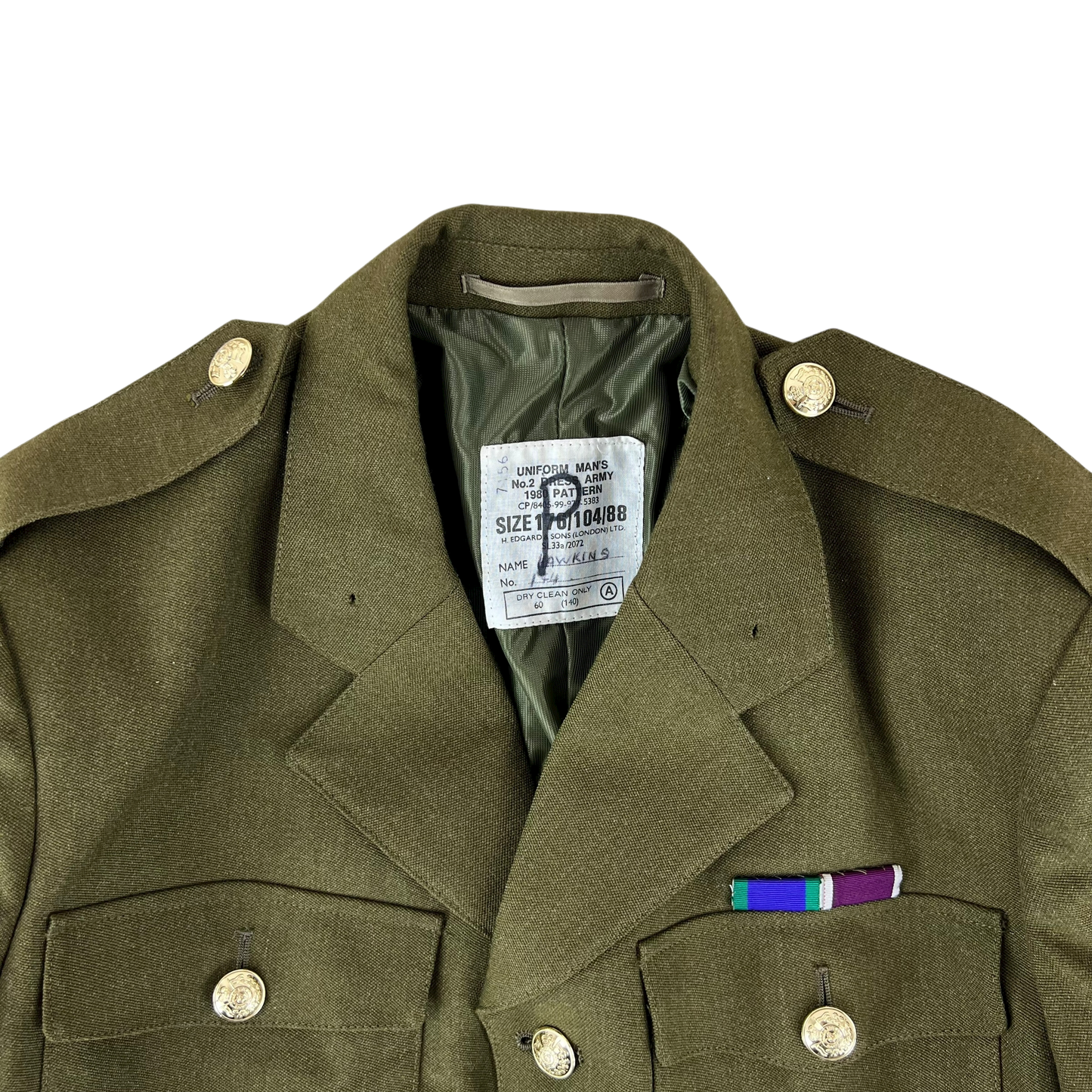 British Army 1980 Pattern No. 2 Olive Green Dress Jacket - 16th/5th Royal Lancers - Medium 176/104