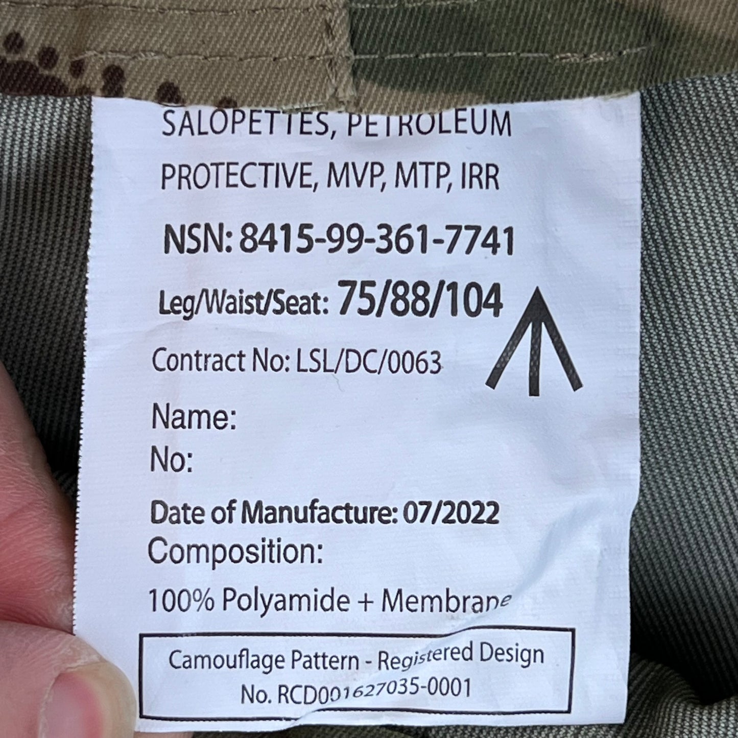 British Army MVP Petroleum Protective Salopettes MTP Camouflage - W34 L30