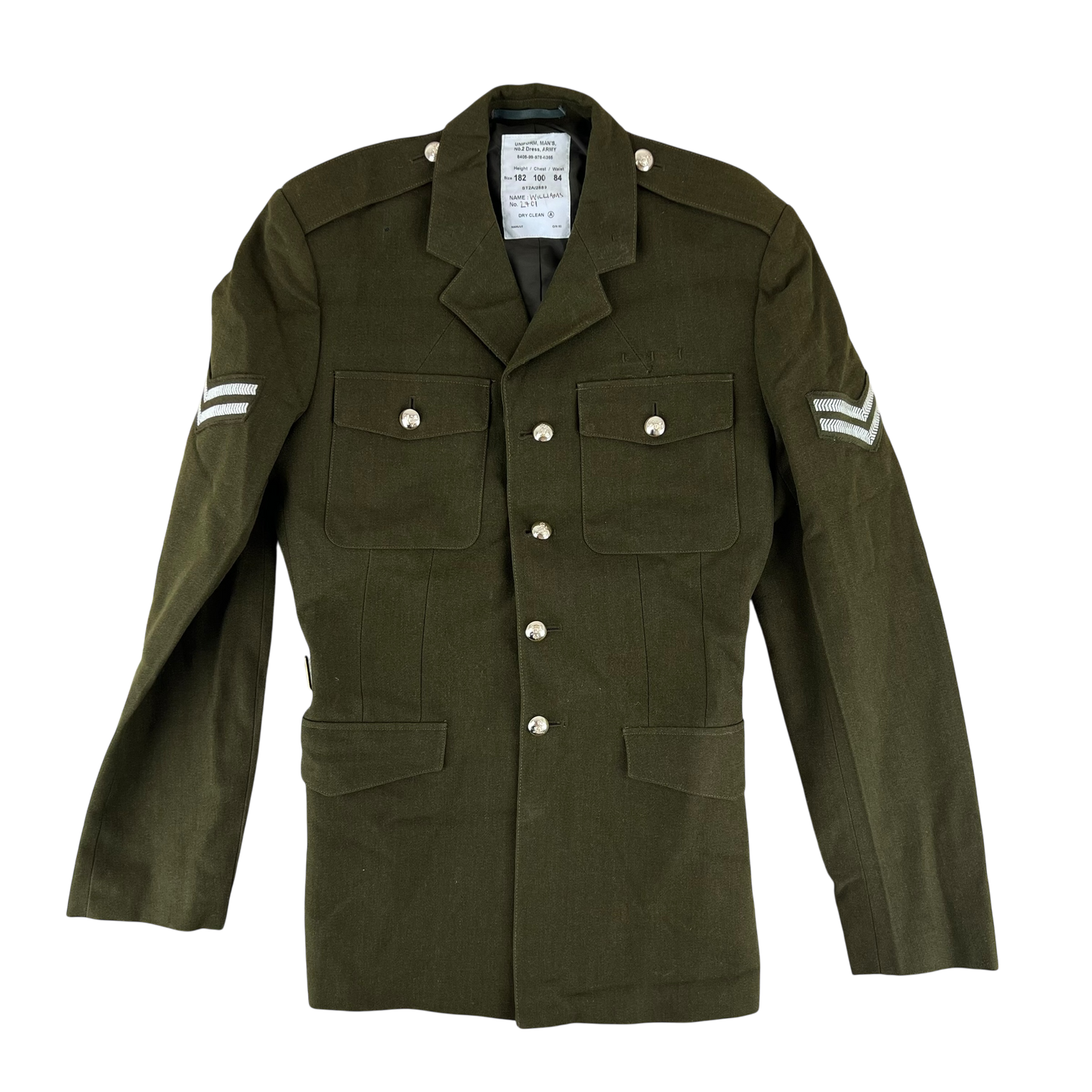 British Army 1980 Pattern No. 2 Olive Green Dress Jacket - Royal Artillery - Medium 182/100
