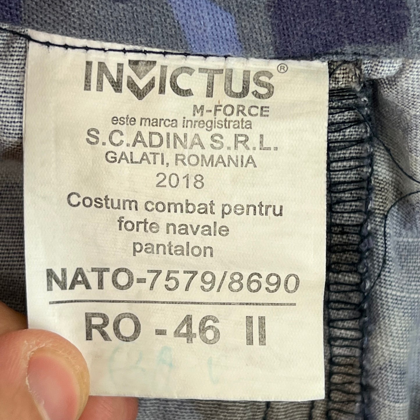 Romanian Navy M2017 Blue Camouflage Ripstop Trousers - W33 L28