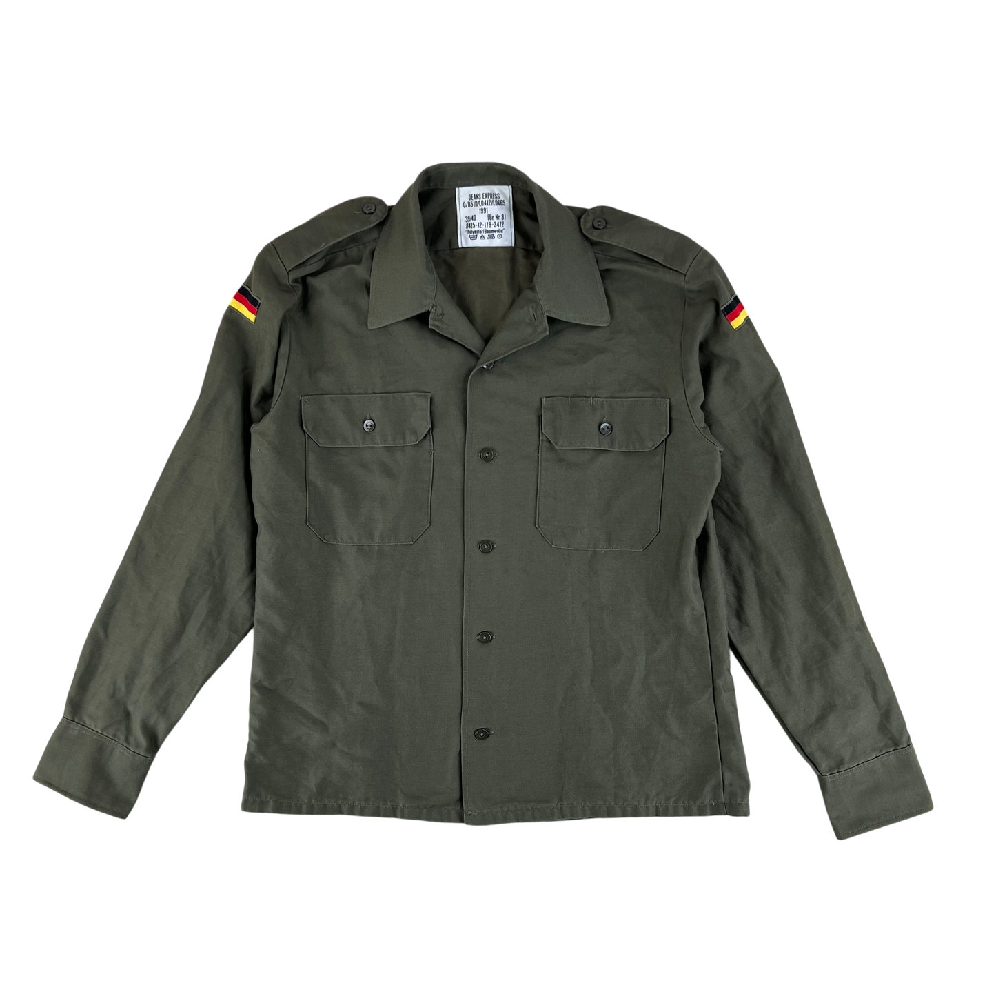 German Army Olive Green Long Sleeve Field Shirt - Medium GrNr 3