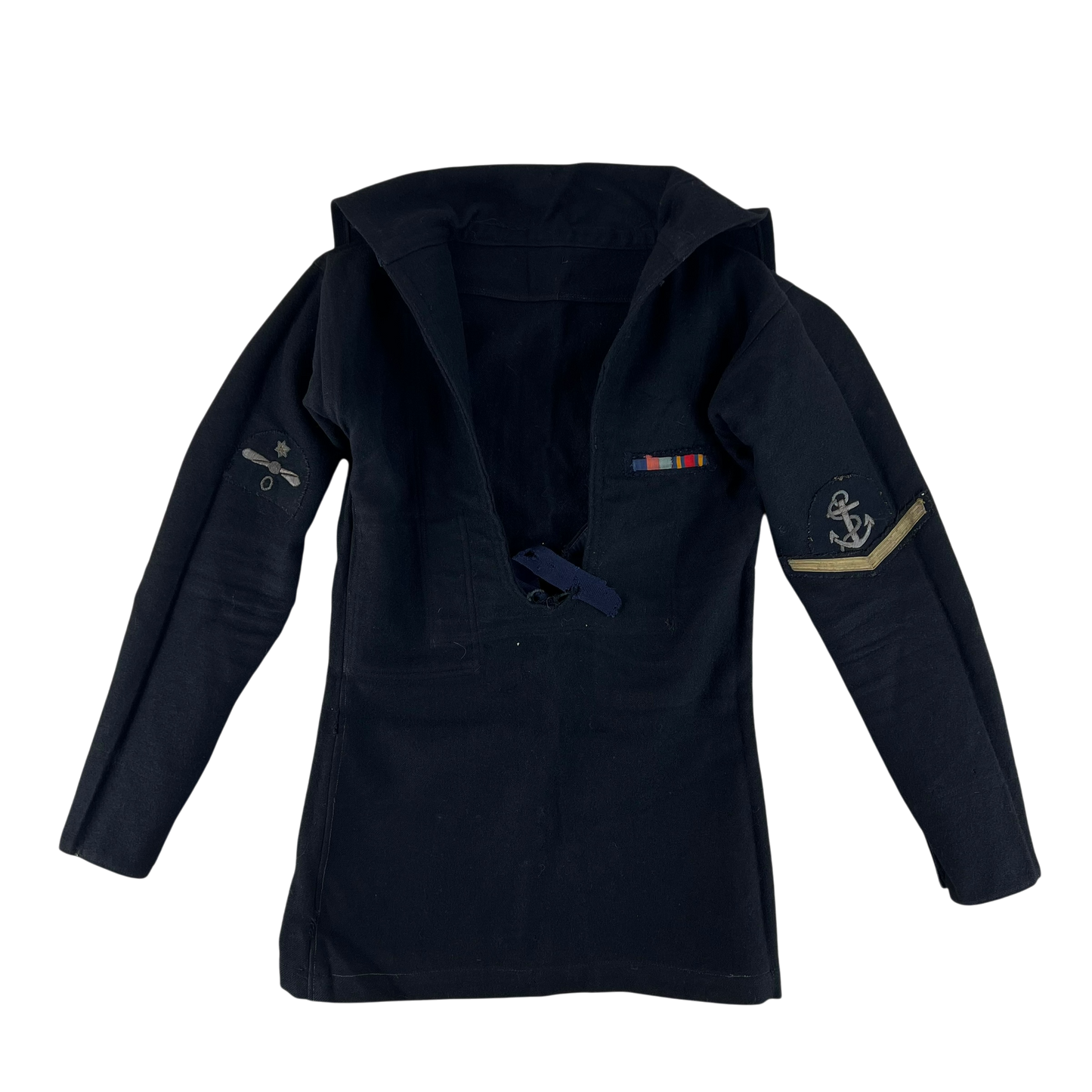 British Royal Navy 40s Class II Black Jumper Sailor's Top - Small