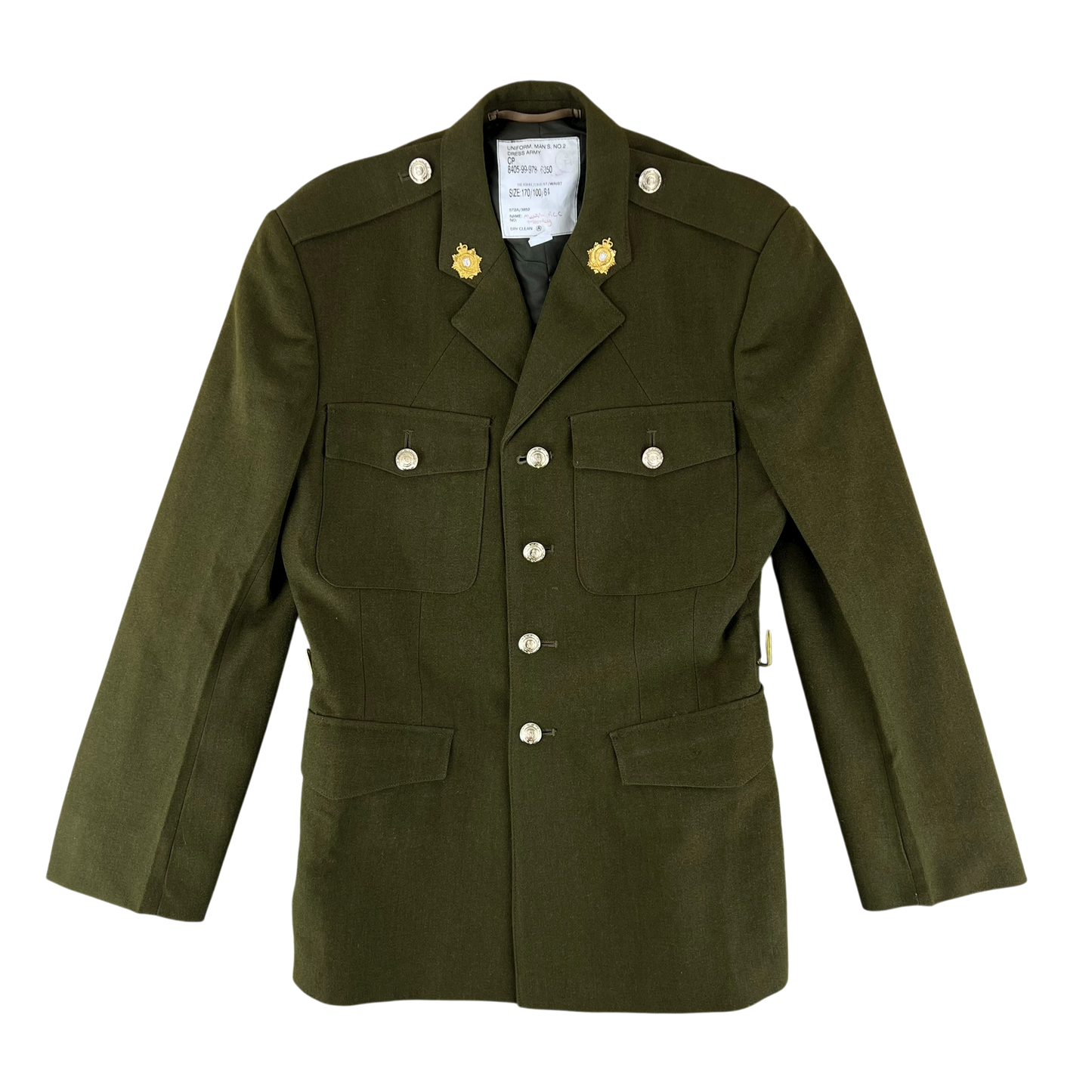 British Army 1980 Pattern No. 2 Olive Green Dress Jacket - RLC - Medium 170/100