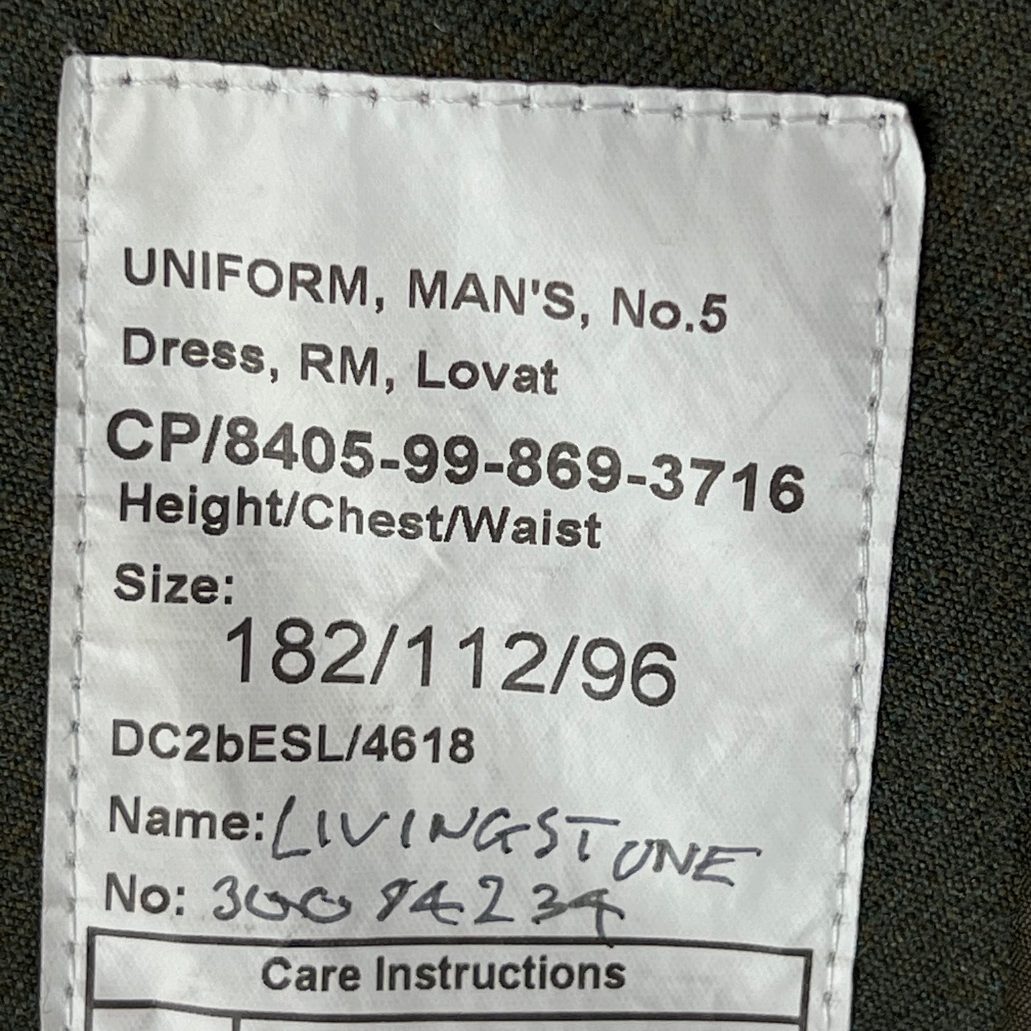British Royal Marines Lovat No. 5 Dress Jacket - Large 182/112