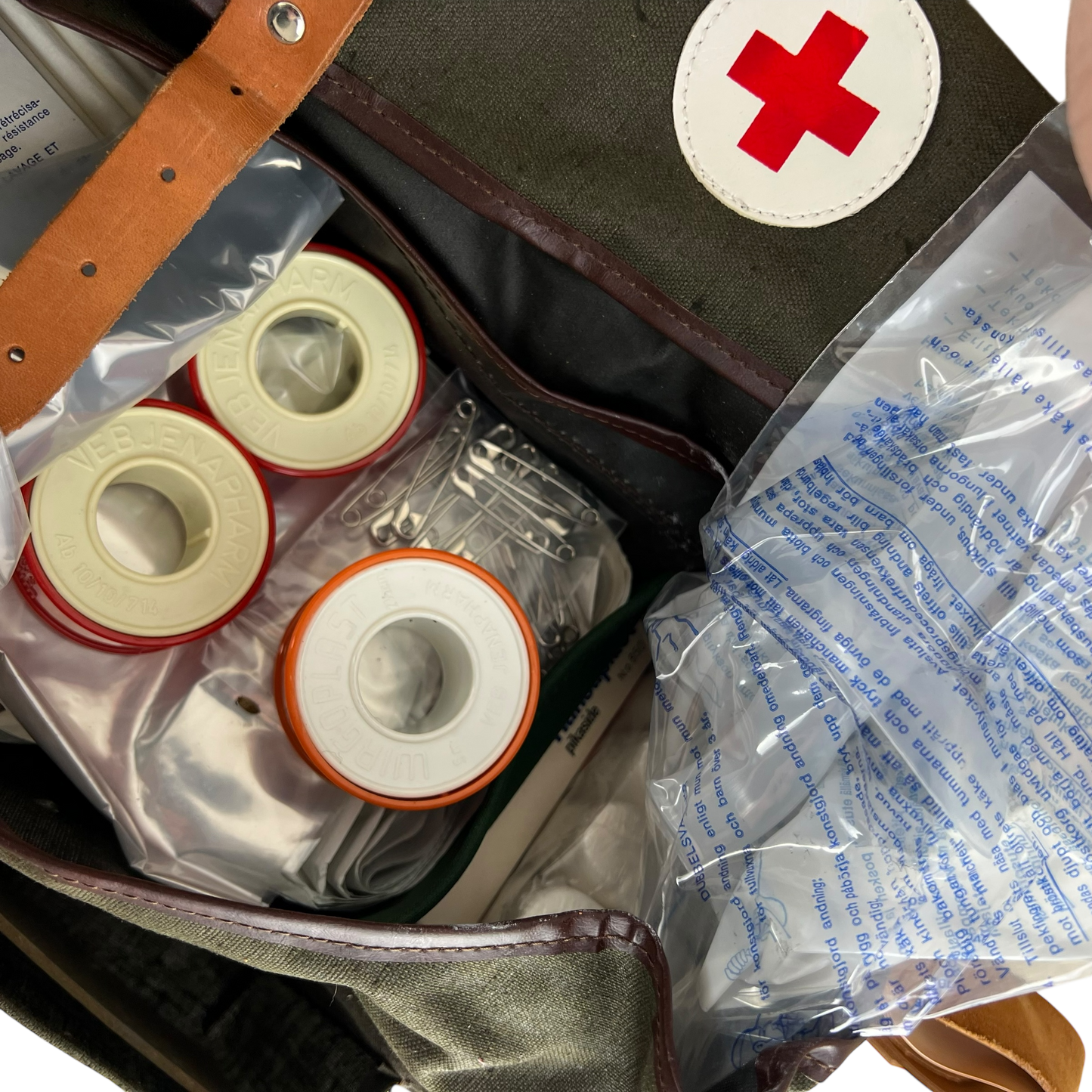 Finnish Civil Defence Vintage Medical Kit Bag w/ Supplies