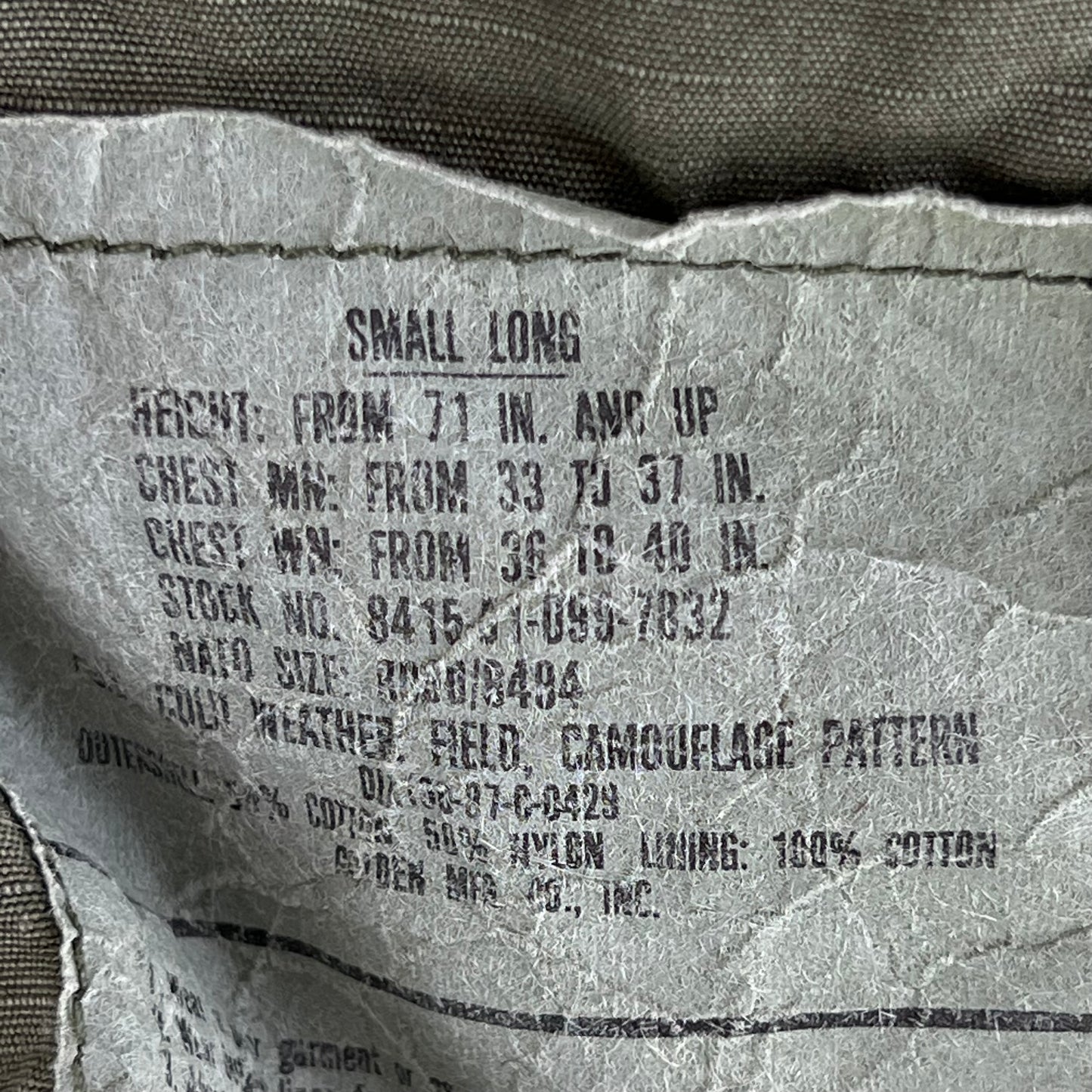 US Army M81 Woodland Camo M65 Cold Weather Field Coat - Small