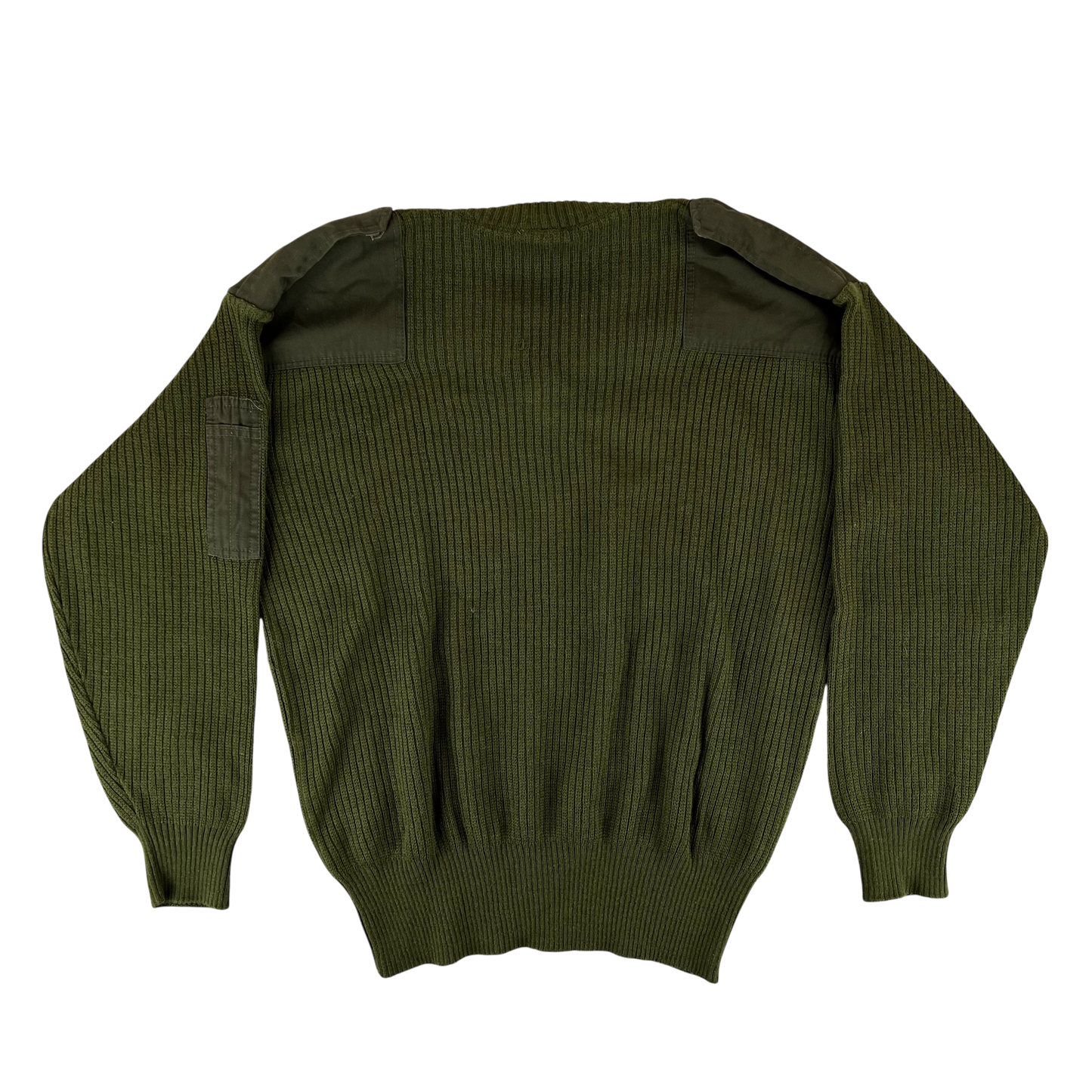 Italian Army Olive Green V Neck Pullover Jumper - X Large