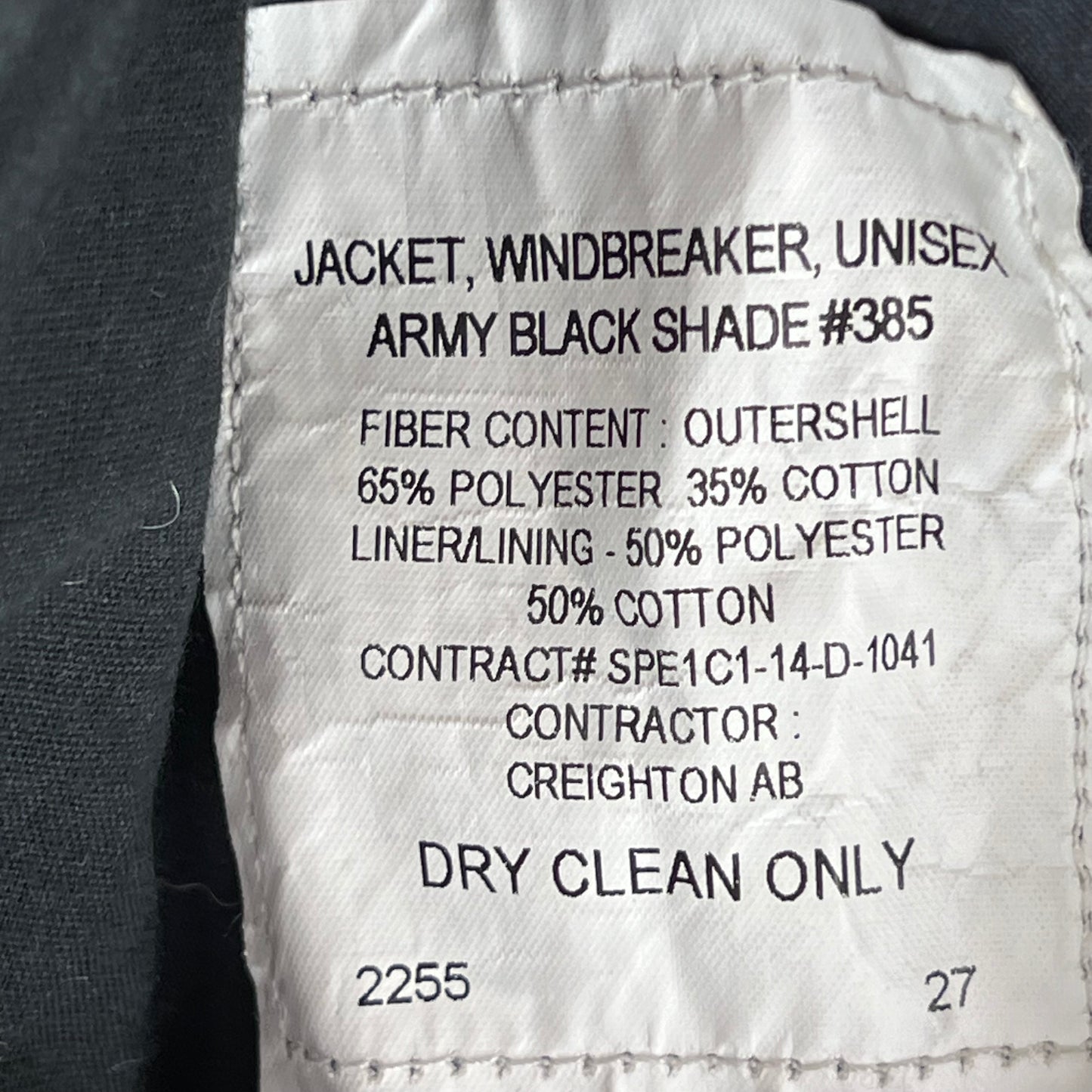 US Army Black Windbreaker Jacket - Medium