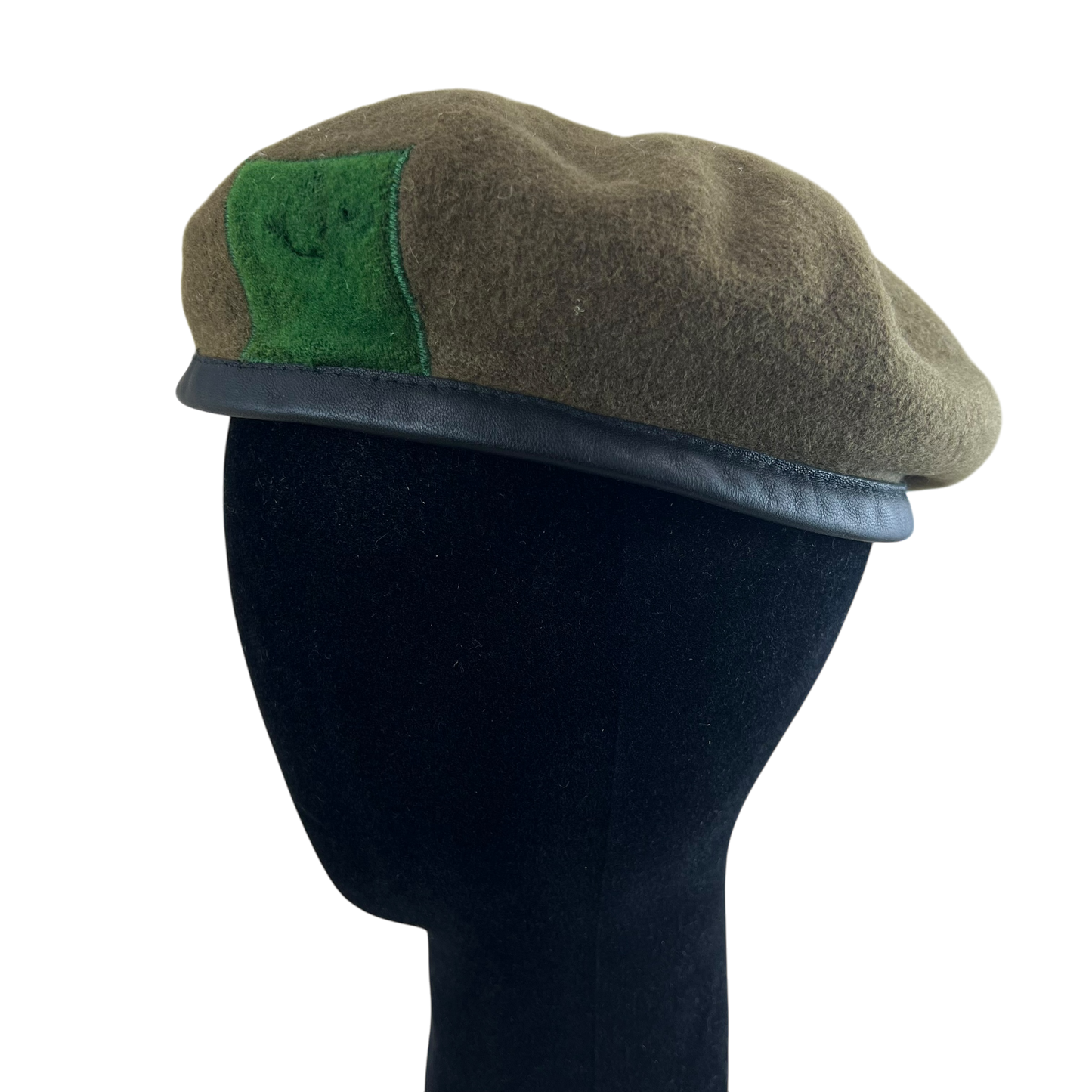 British Army Khaki Beret w Green -