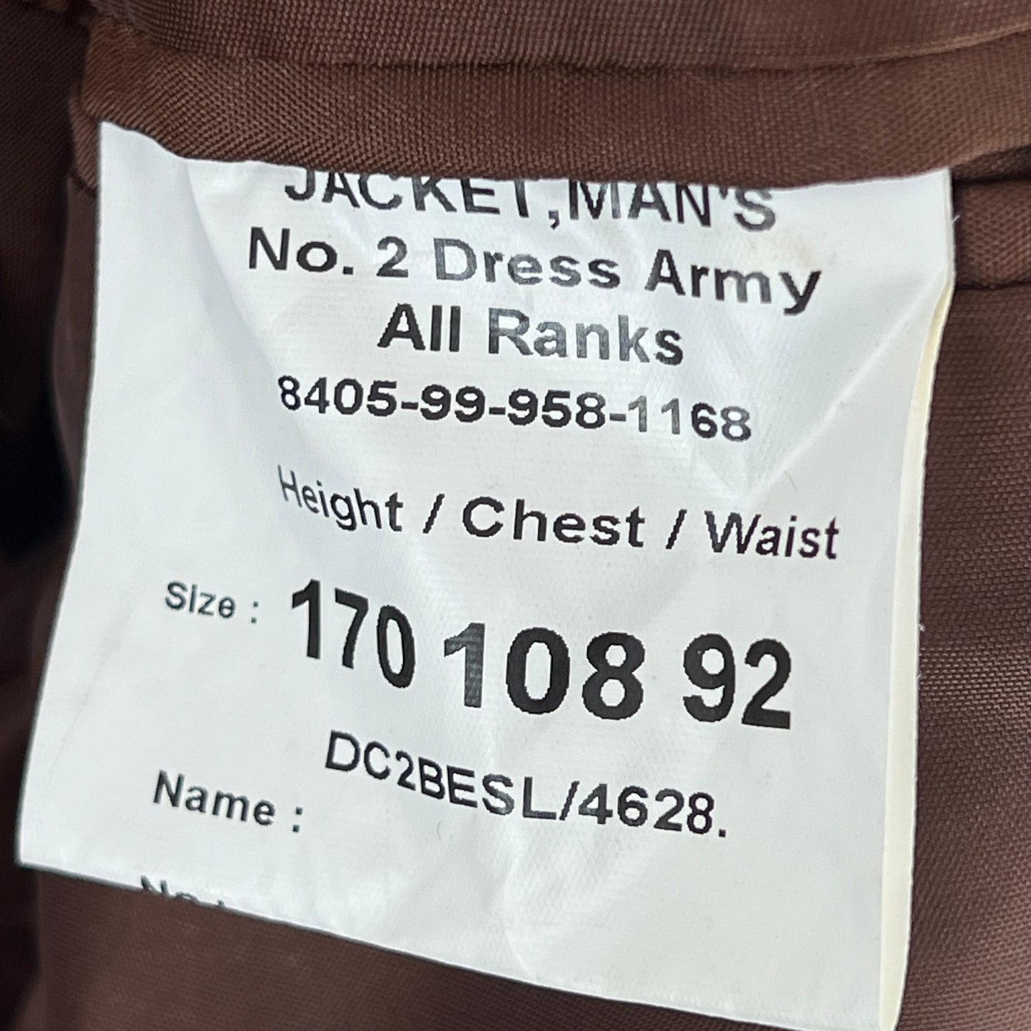 British Army No.2 FAD Dress Jacket - 17th / 21st Queen's Royal Lancer - Large 170/108