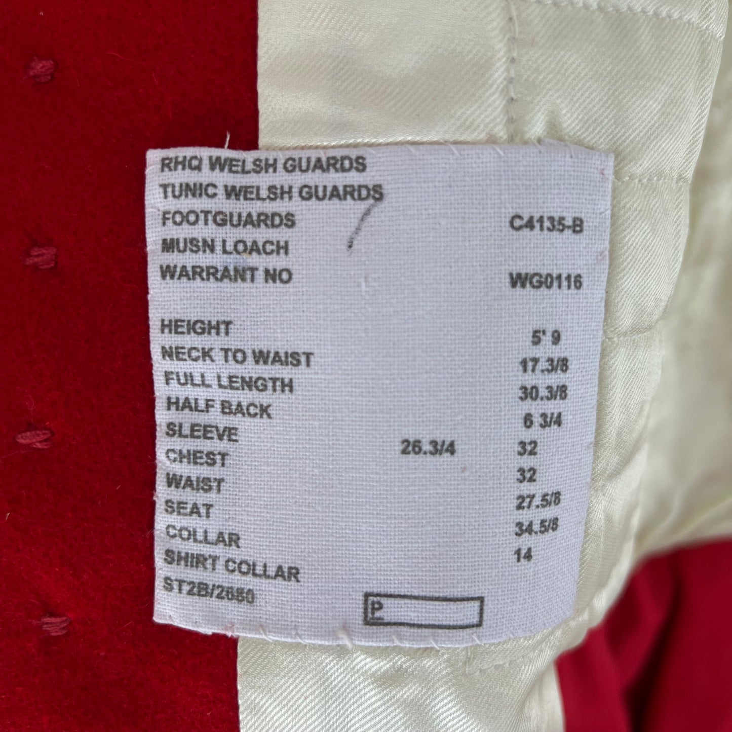 British Army Footguard's Jacket R & F - Welsh Guards - X Small
