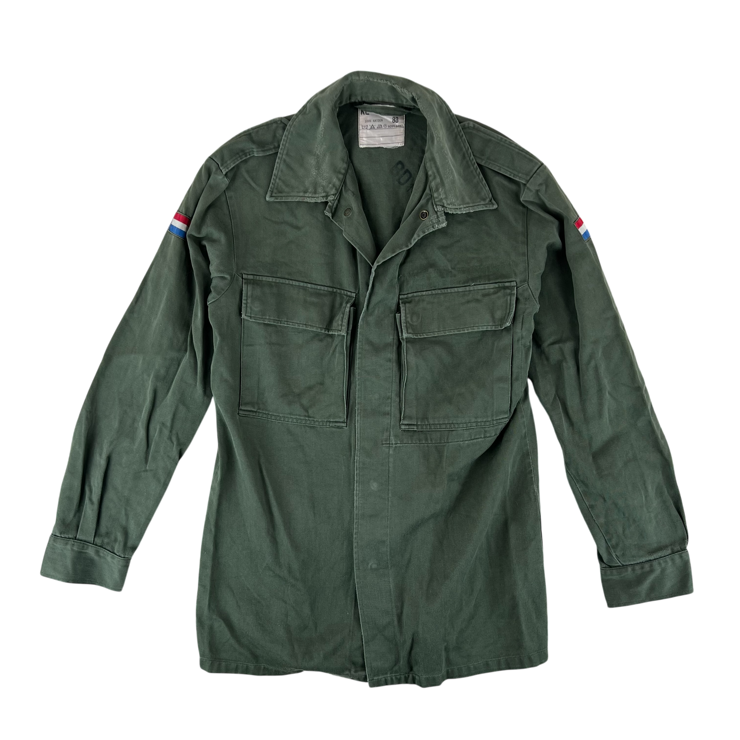 Dutch Army 70s Field Shirt Jacket Green Long Sleeve - Small