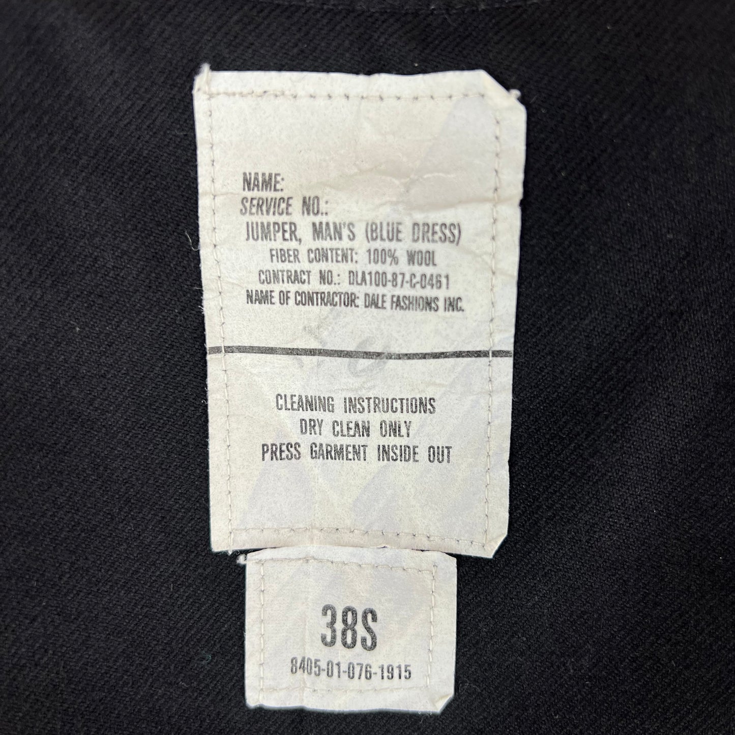 US Navy Sailor's Black Blue Crackerjack Jumper Top - Medium 38S