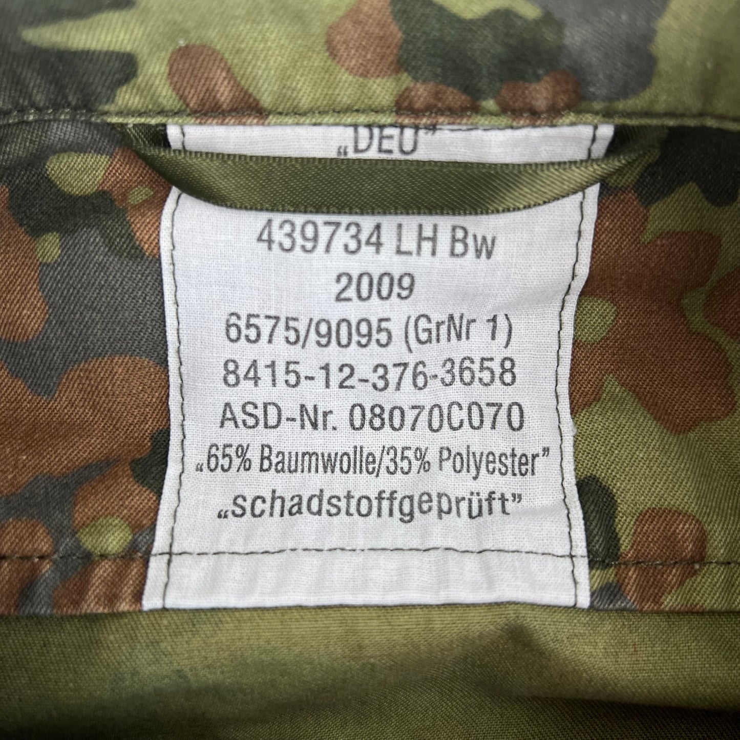 German Army Flecktarn Camouflage Long Sleeve Field Shirt - Medium GrNr 1