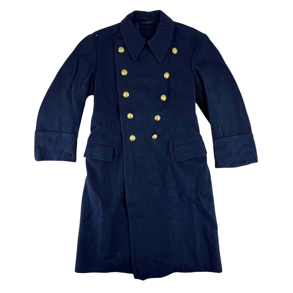 Romanian People's Navy 80s Blue Wool Greatcoat - Medium