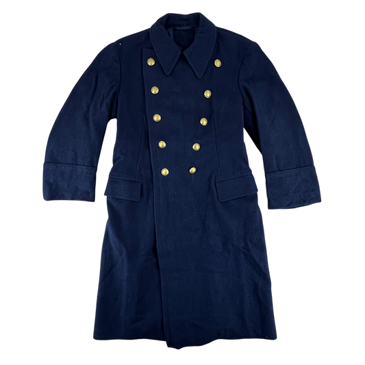 Romanian People's Navy 80s Blue Wool Greatcoat - Medium