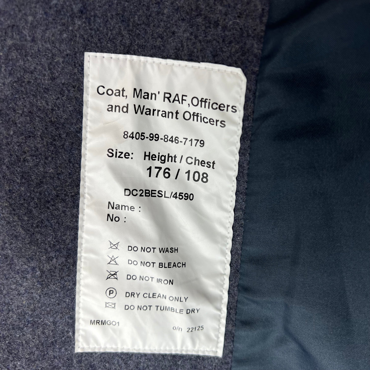 British RAF Officer's & WO's Blue Grey Wool Greatcoat - Large 176/108