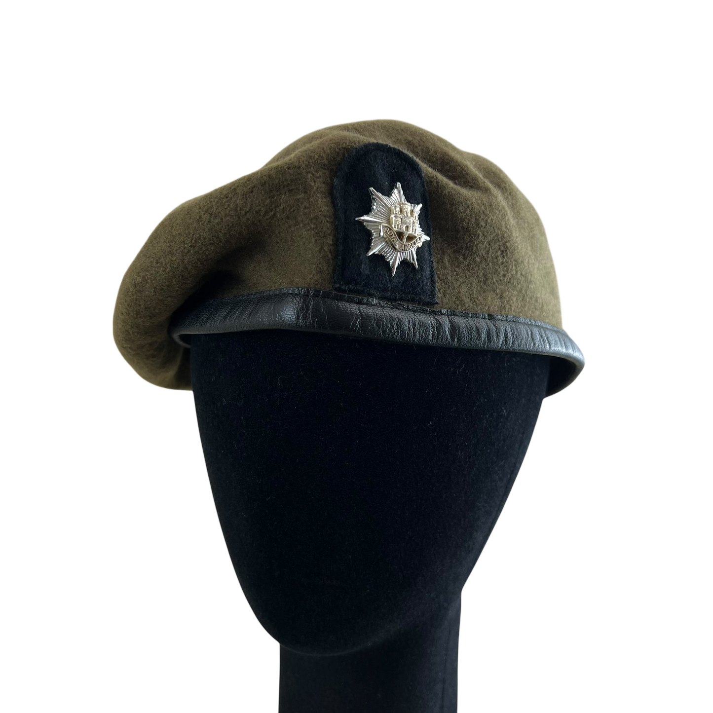 British Army Khaki Beret w/ Badge - Royal Anglian - Medium 58cm