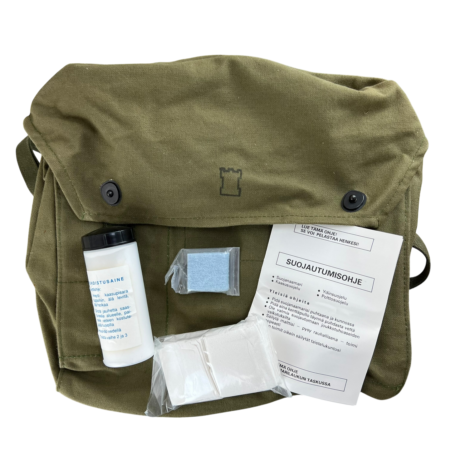 Finnish Army M61 Gas Mask Respirator Bag w/ Kit