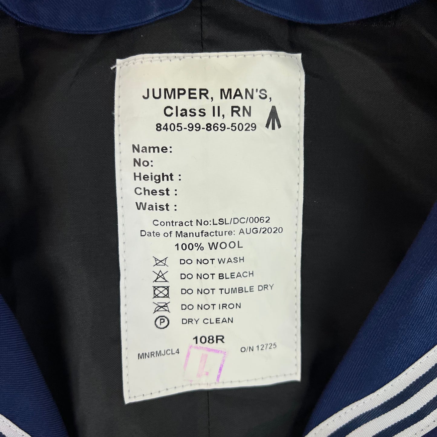 British Royal Navy Class II Jumper Sailor's Top - Medium