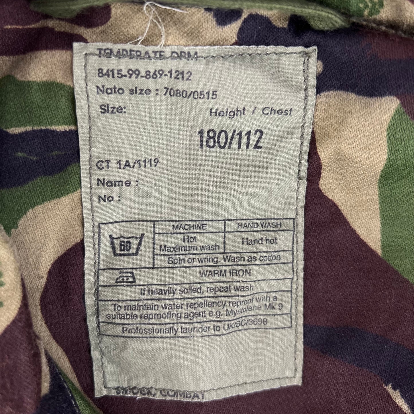 British Army 84 Pattern Woodland DPM Camo Combat Smock - Large 180/112
