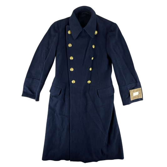Romanian People's Navy 70s Blue Wool Greatcoat - Medium
