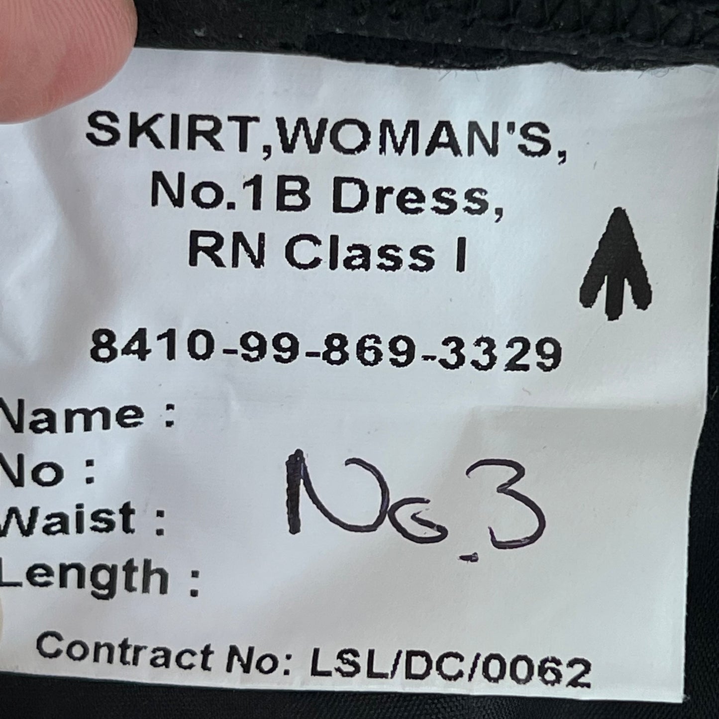 British Royal Navy Women's No. 1B Dress Class I Black Skirt - W31 L26
