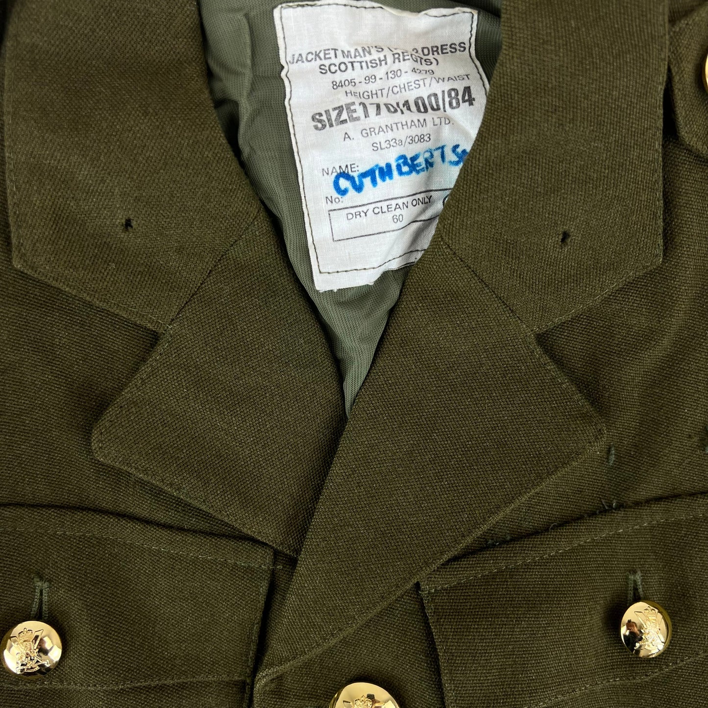 British Army 1980 Scottish Pattern No. 2 Olive Green Dress Jacket - Royal Regiment of Scotland - Medium 170/100