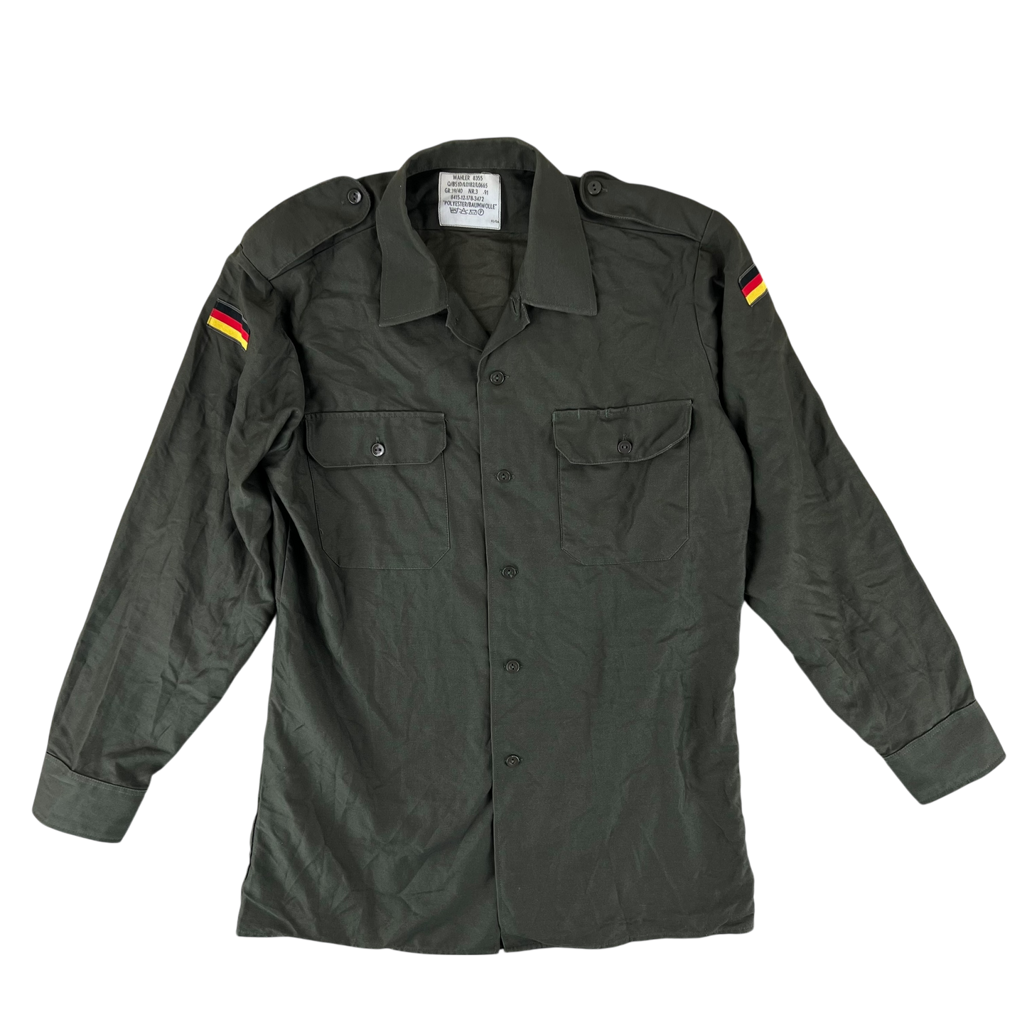 German Army Olive Green Long Sleeve Field Shirt - Medium GrNr3
