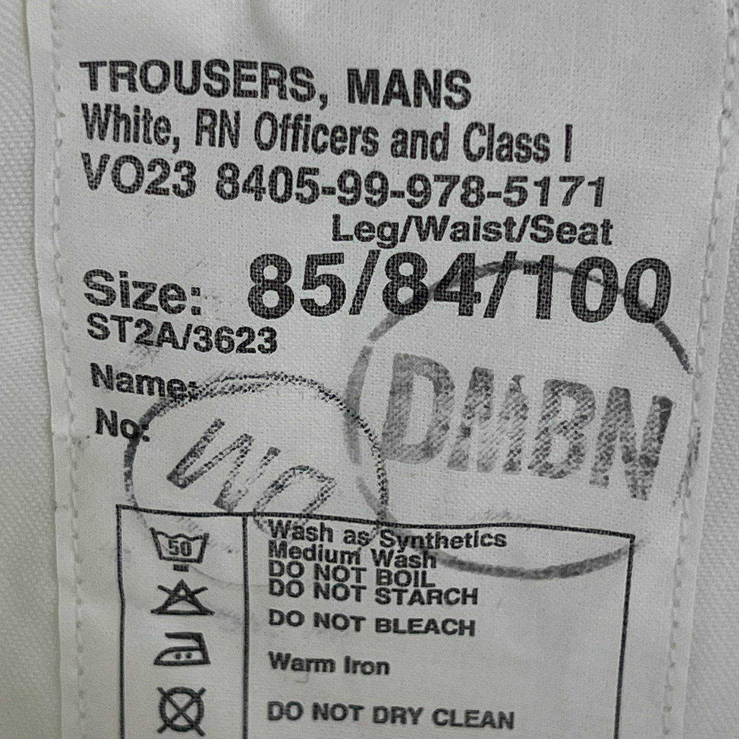 British Royal Navy Officers & Class I White Dress Trousers - W33 L33
