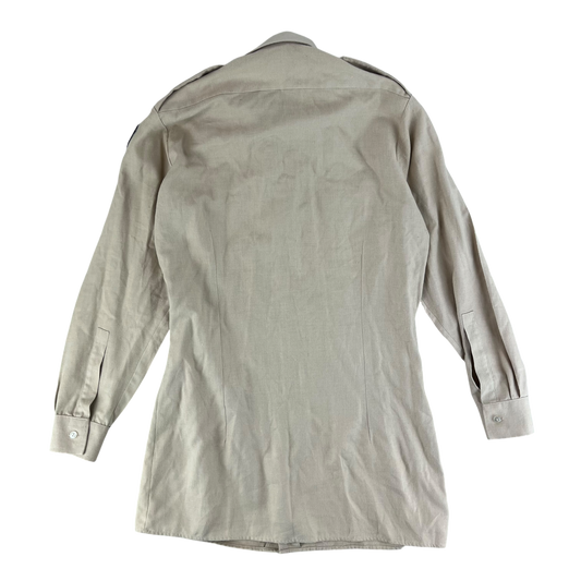 British Army Mens Fawn Cotton Shirt Long Sleeve - Small C37