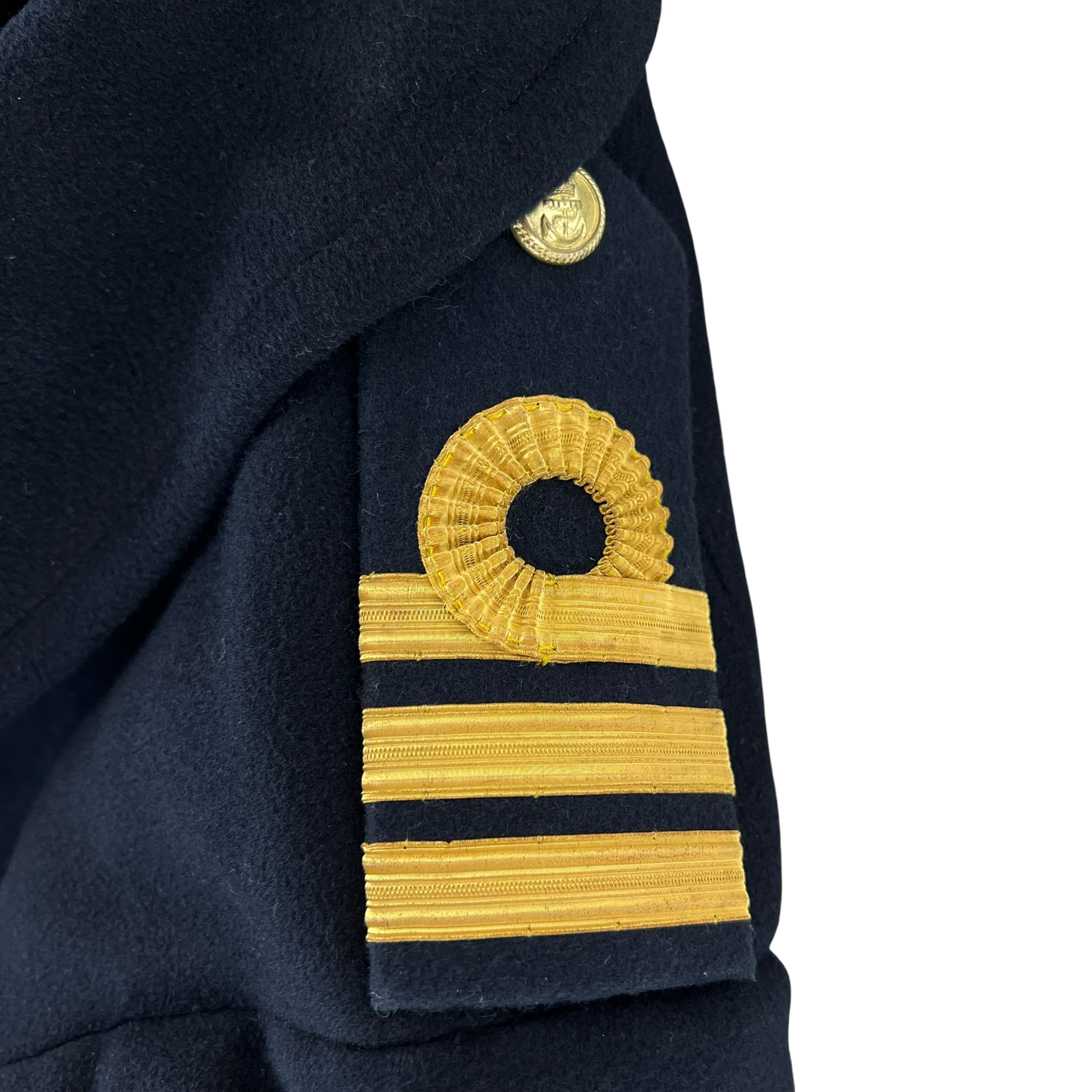 British Royal Navy WW2 40s Black Wool Greatcoat - Medium