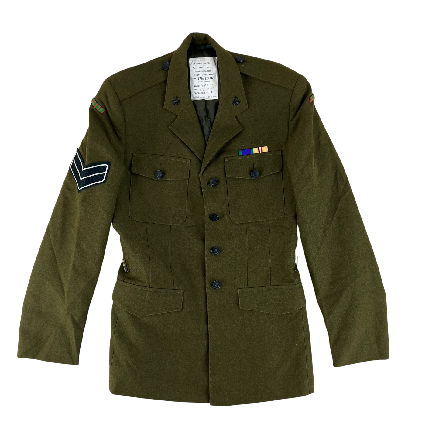 British Army 1980 Pattern No. 2 Olive Green Dress Jacket - Rifles Regiment - Medium 176/92