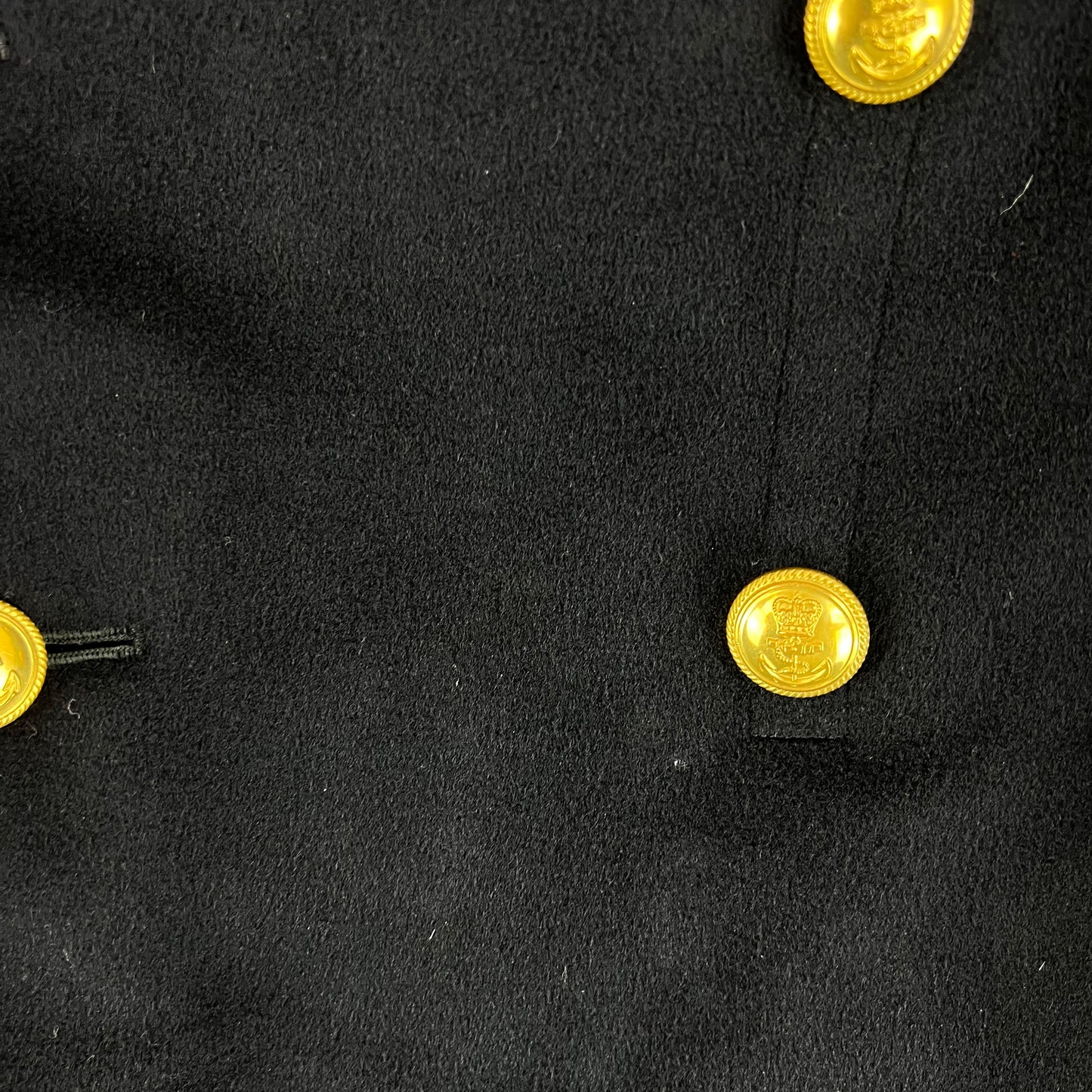 British Royal Navy 60s Black Wool Greatcoat - Small