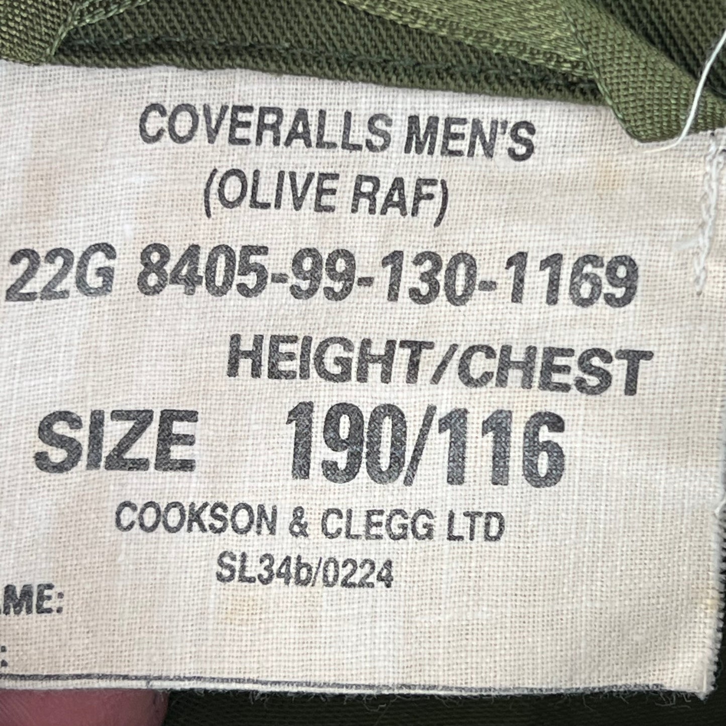 British RAF Work Coveralls Olive Green - X Large 190/116