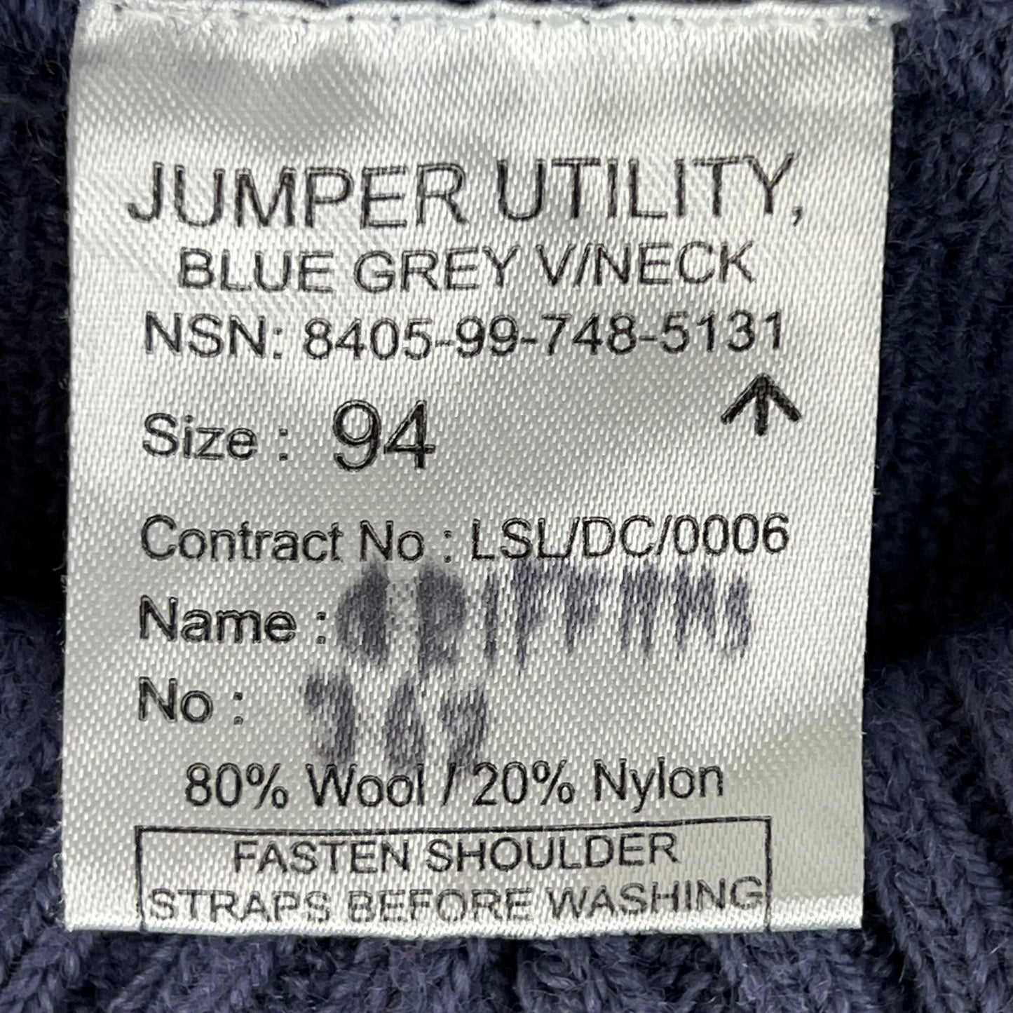 British RAF Wool V Neck Pullover Jersey Jumper - Small