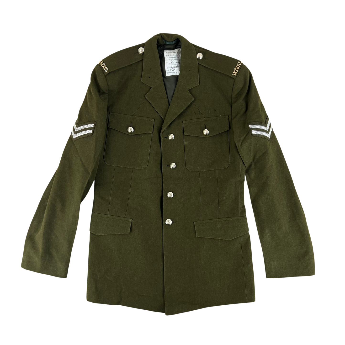 British Army 1980 Pattern No. 2 Olive Green Dress Jacket - 9th/12th Royal Lancers - Medium 180/100