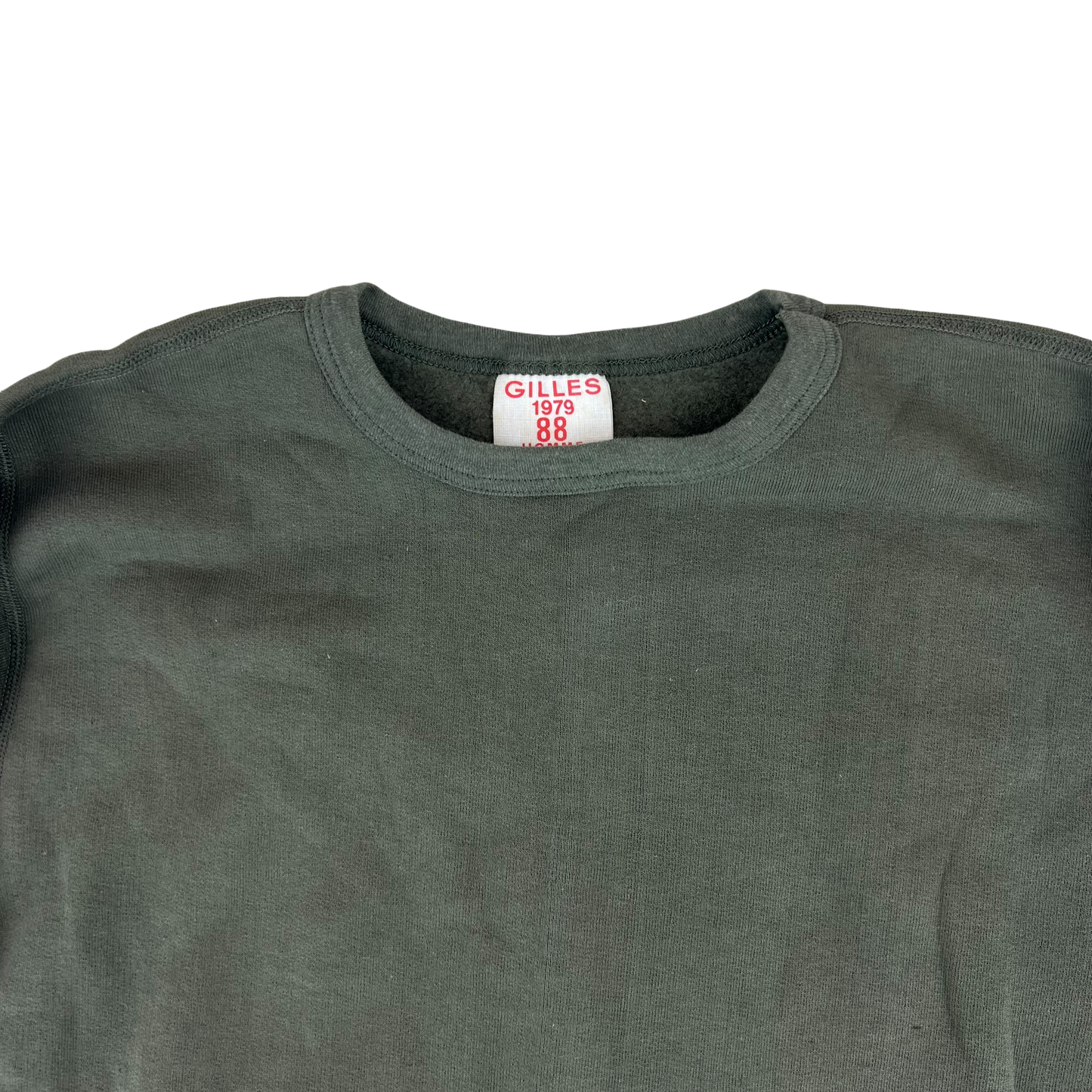 French Army Sweatshirt / Thermal T Shirt Pullover 70s Sage Grey - Small