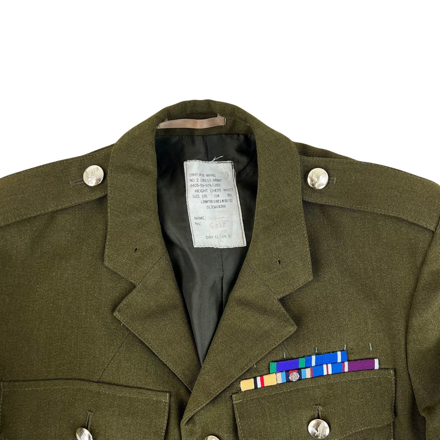 British Army 1980 Pattern No. 2 Olive Green Dress Jacket - Army Air Corps - Medium 176/104