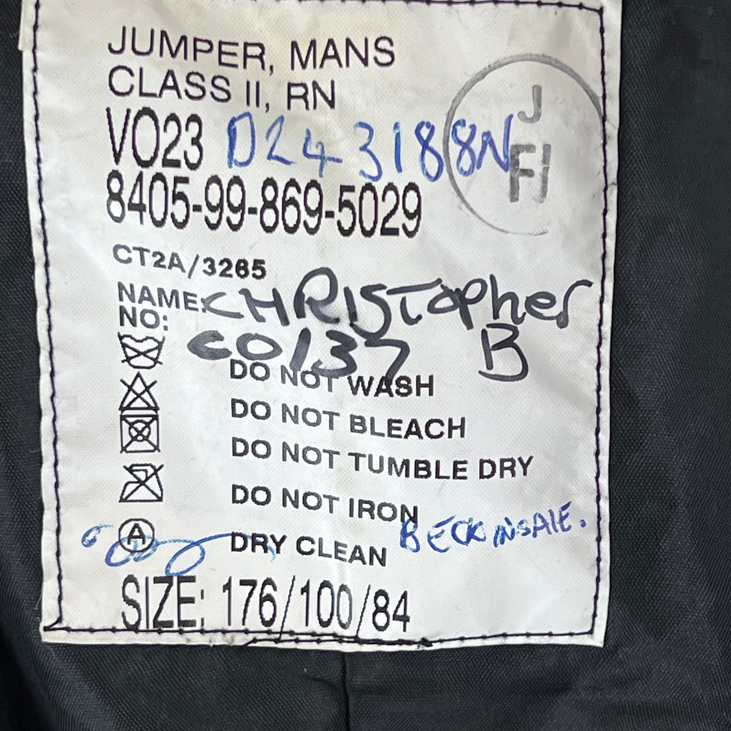 British Royal Navy Class II Jumper Sailor's Top - Medium 176/100