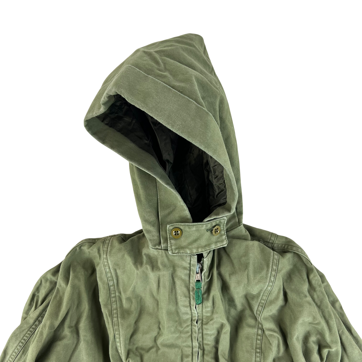 British Army 60s Olive Green Women's Working Dress Parka - Medium SIZE 9